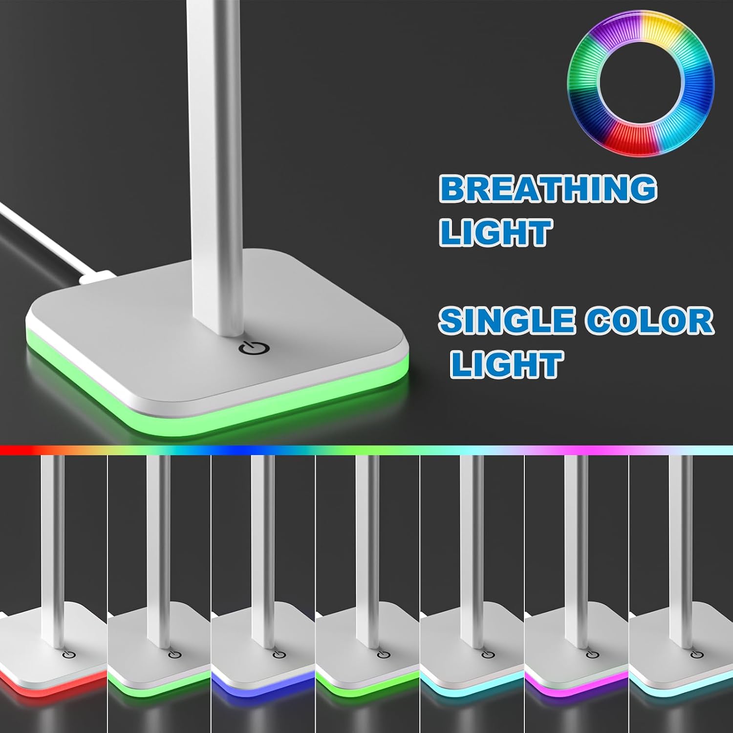 SOPORTE PARA AUDÍFONOS AHONNPELY RGB BLANCO - 3