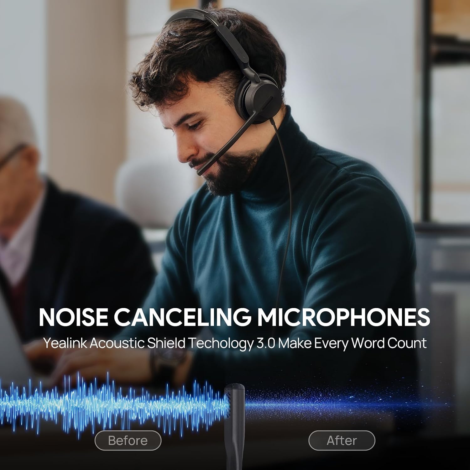 HEADSET CON CABLE YEALINK UH42 USB-C/A CON MICRÓFONO CON CANCELACIÓN DE RUIDO AI Y CONTROLES EN LÍNEA - 2