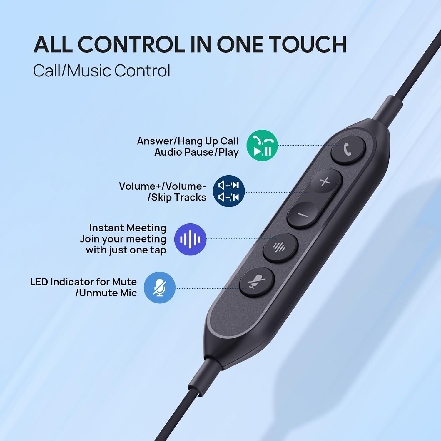 HEADSET CON CABLE YEALINK UH42 USB-C/A CON MICRÓFONO CON CANCELACIÓN DE RUIDO AI Y CONTROLES EN LÍNEA - 5