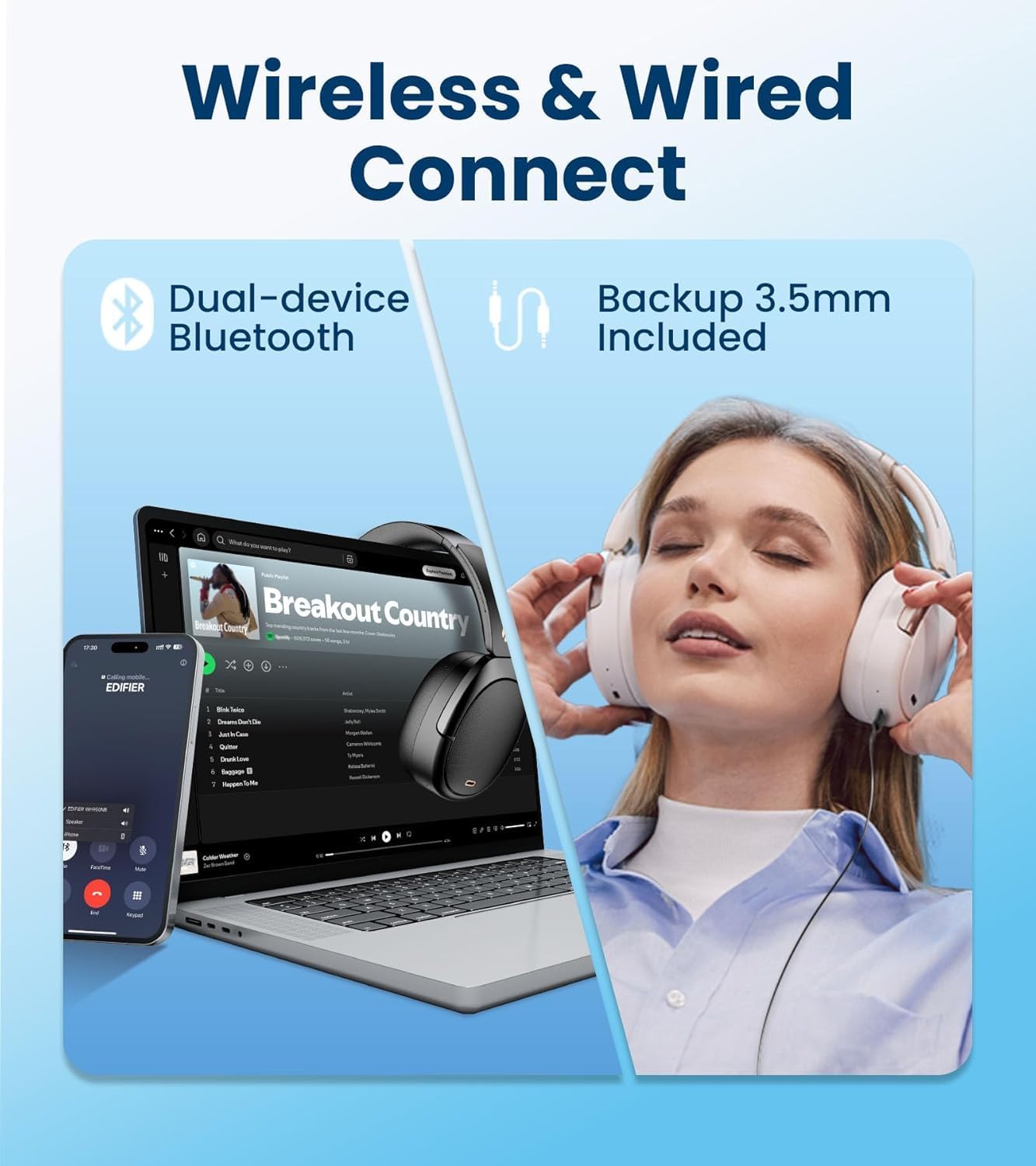 AUDÍFONOS EDIFIER WH950NB GEN 2 CON CANCELACIÓN ACTIVA DE RUIDO 8 NIVELES IVORY - 3