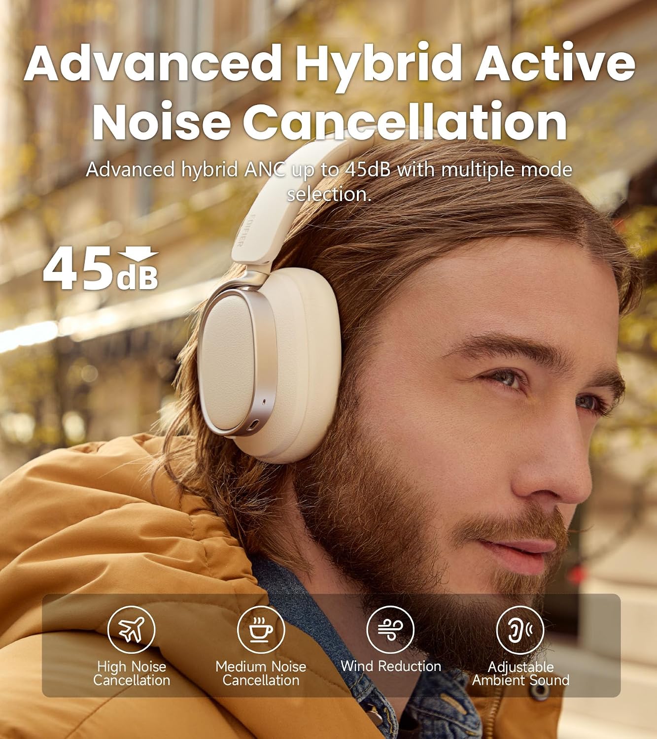 AUDÍFONOS OVER-EAR EDIFIER ES850NB IVORY CON CANCELACIÓN ACTIVA DE RUIDO - 3