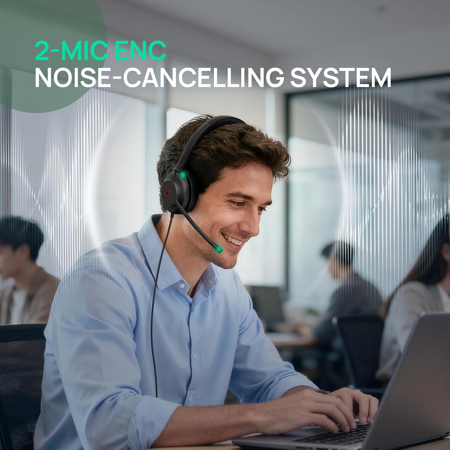 HEADSET CON CABLE YEALINK UH35 USB-A CON MICRÓFONO AI NOISE CANCELING Y AUDIO HD ON-EAR - 2