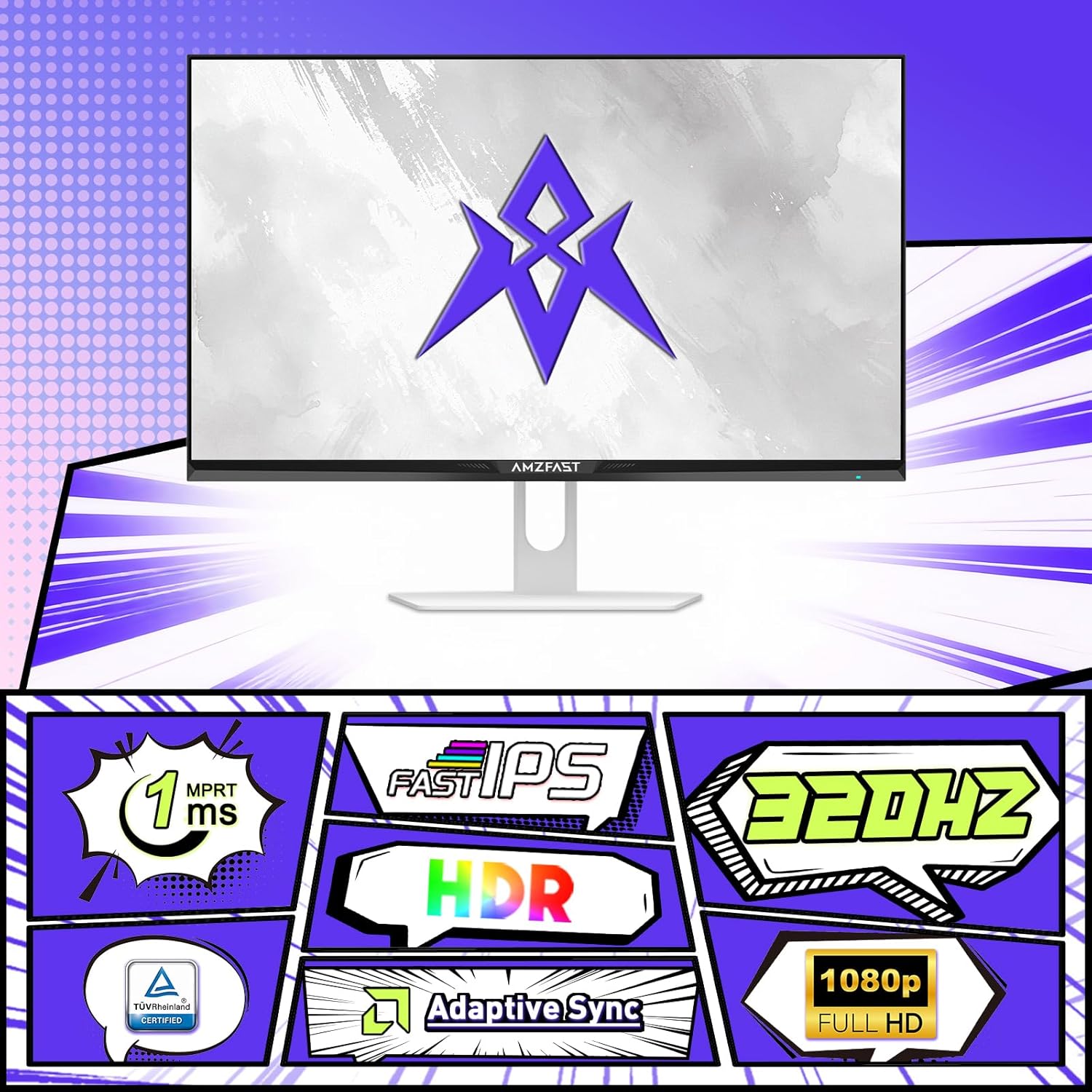 MONITOR PARA GAMING AMZFAST AMZG25F6F 25 PULGADAS BLANCO 320HZ FHD 1080P 1MS FAST IPS - 2
