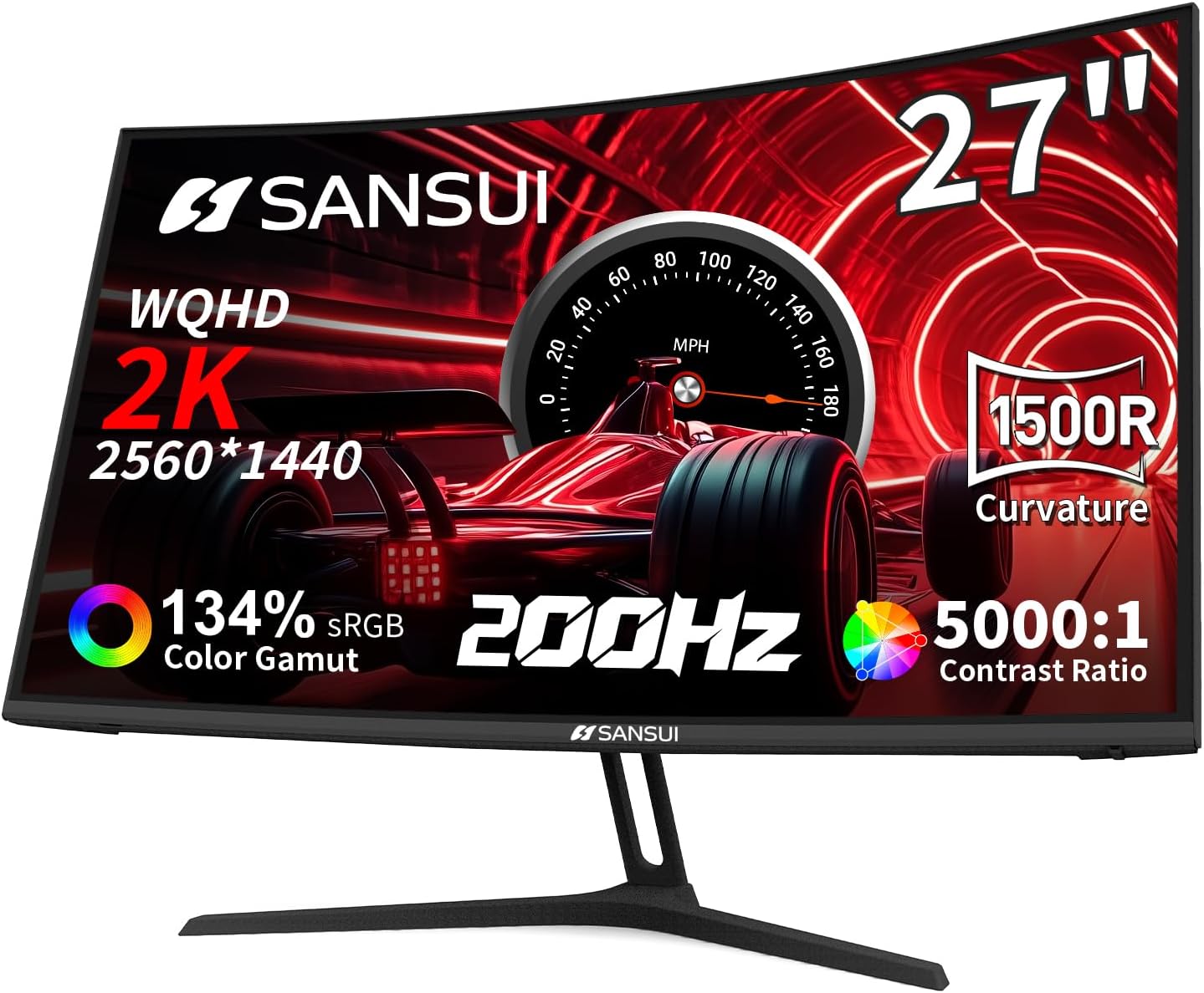 MONITOR CURVO PARA GAMING SANSUI 27 PULGADAS WQHD 2560X1440 200HZ 1MS - 1