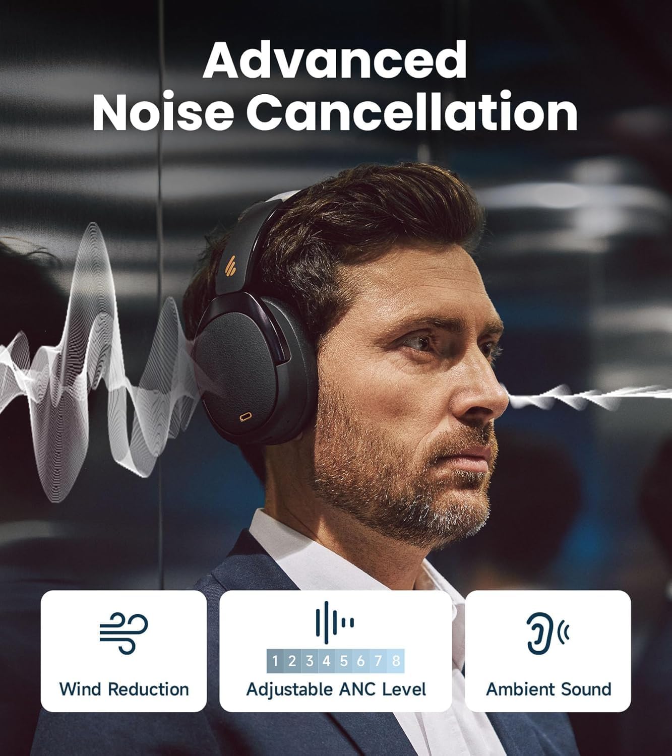 AUDÍFONOS EDIFIER WH950NB GEN 2 CON CANCELACIÓN ACTIVA DE RUIDO 8 NIVELES NEGRO - 2