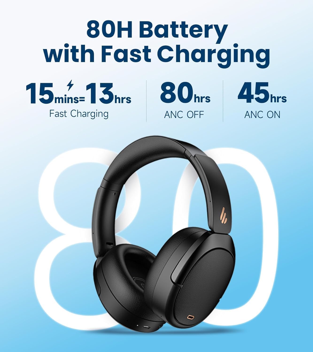 AUDÍFONOS EDIFIER WH950NB GEN 2 CON CANCELACIÓN ACTIVA DE RUIDO 8 NIVELES NEGRO - 5