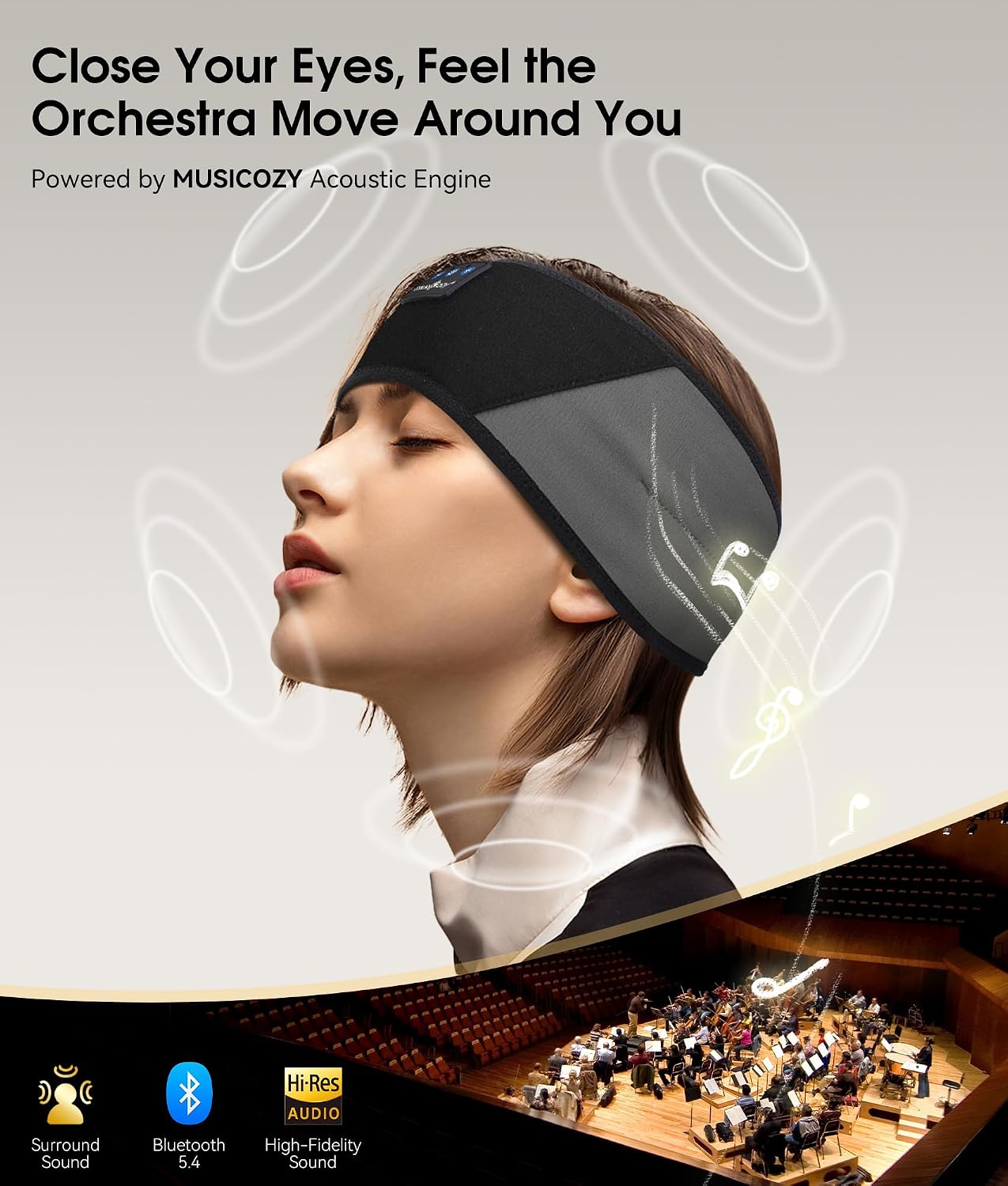 AUDÍFONOS BLUETOOTH MUSICOZY SLEEP HEADPHONES BANDA DEPORTIVA INALÁMBRICA - 4