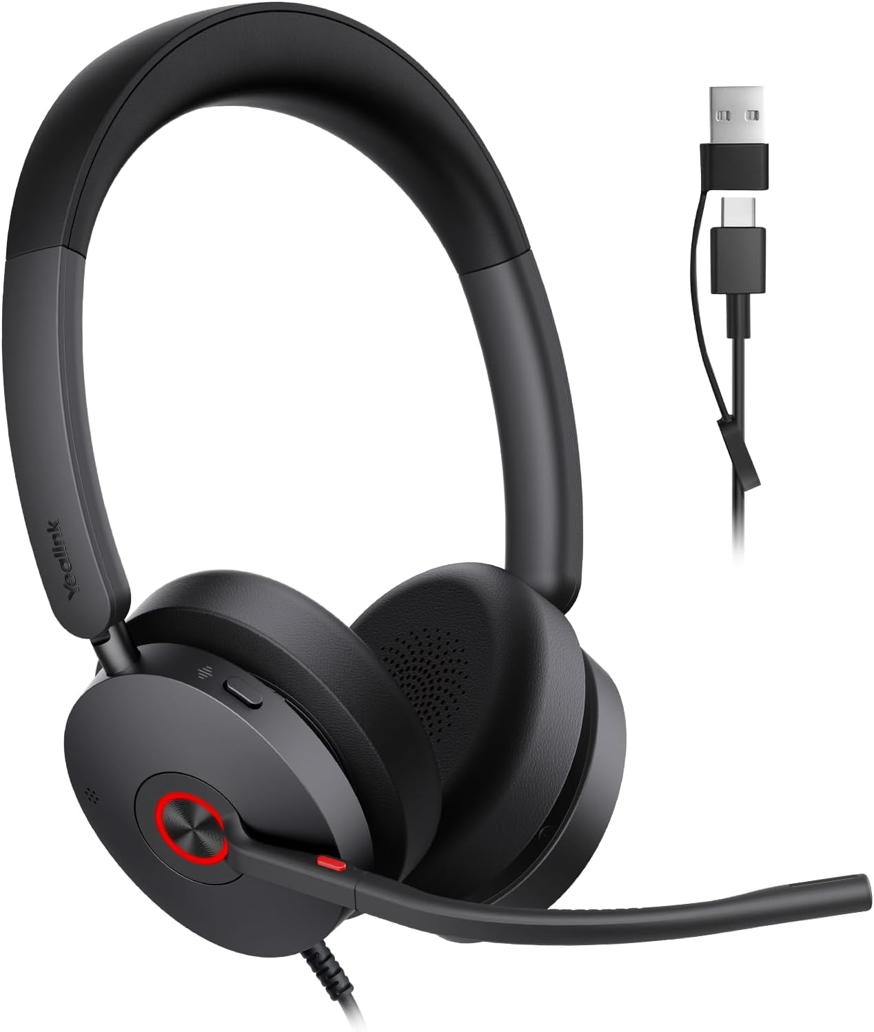 HEADSET YEALINK UH48 ANC CON CABLE USB-C/A Y 6 MICRÓFONOS CON CANCELACIÓN DE RUIDO AI - 1