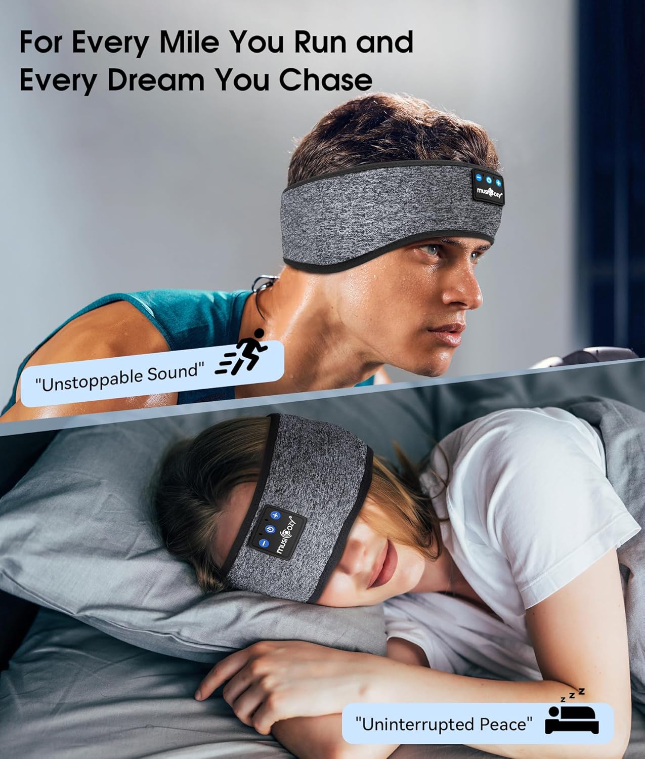 AUDÍFONOS BLUETOOTH MUSICOZY SLEEP HEADPHONES 5.4 BANDA DEPORTIVA INALÁMBRICA - 2