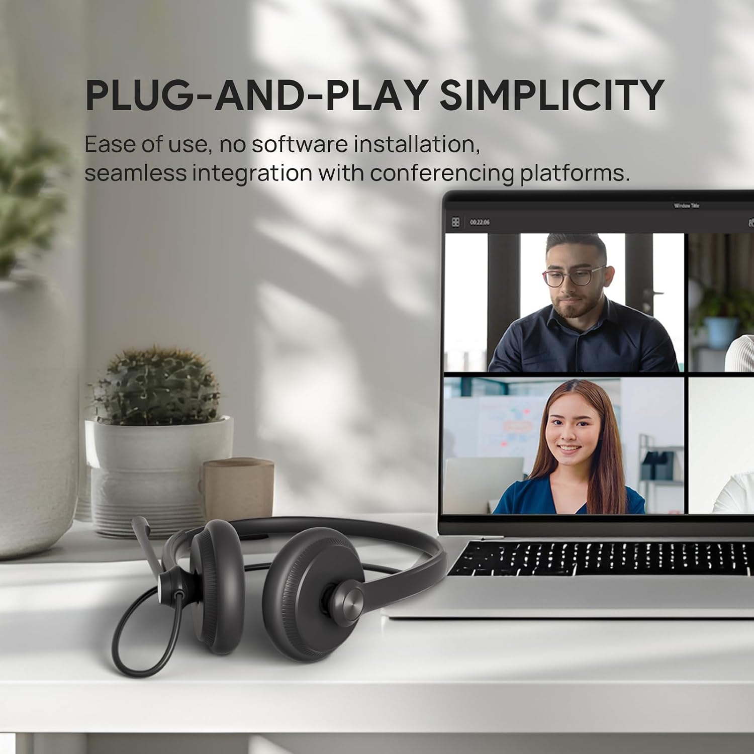 HEADSET CON CABLE YEALINK UH34 USB-A CON MICRÓFONO CANCELADOR DE RUIDO Y CONTROL EN LÍNEA ON-EAR PACK 2 - 4