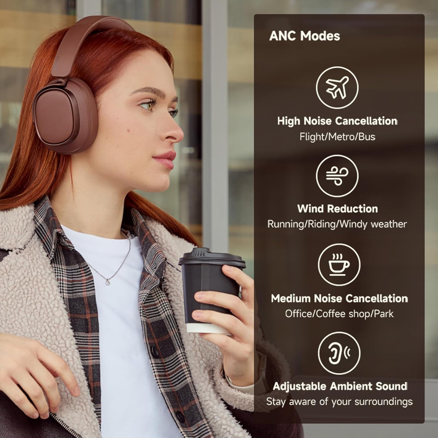 AUDÍFONOS OVER-EAR EDIFIER ES850NB CON CANCELACIÓN ACTIVA DE RUIDO MARRÓN - 3