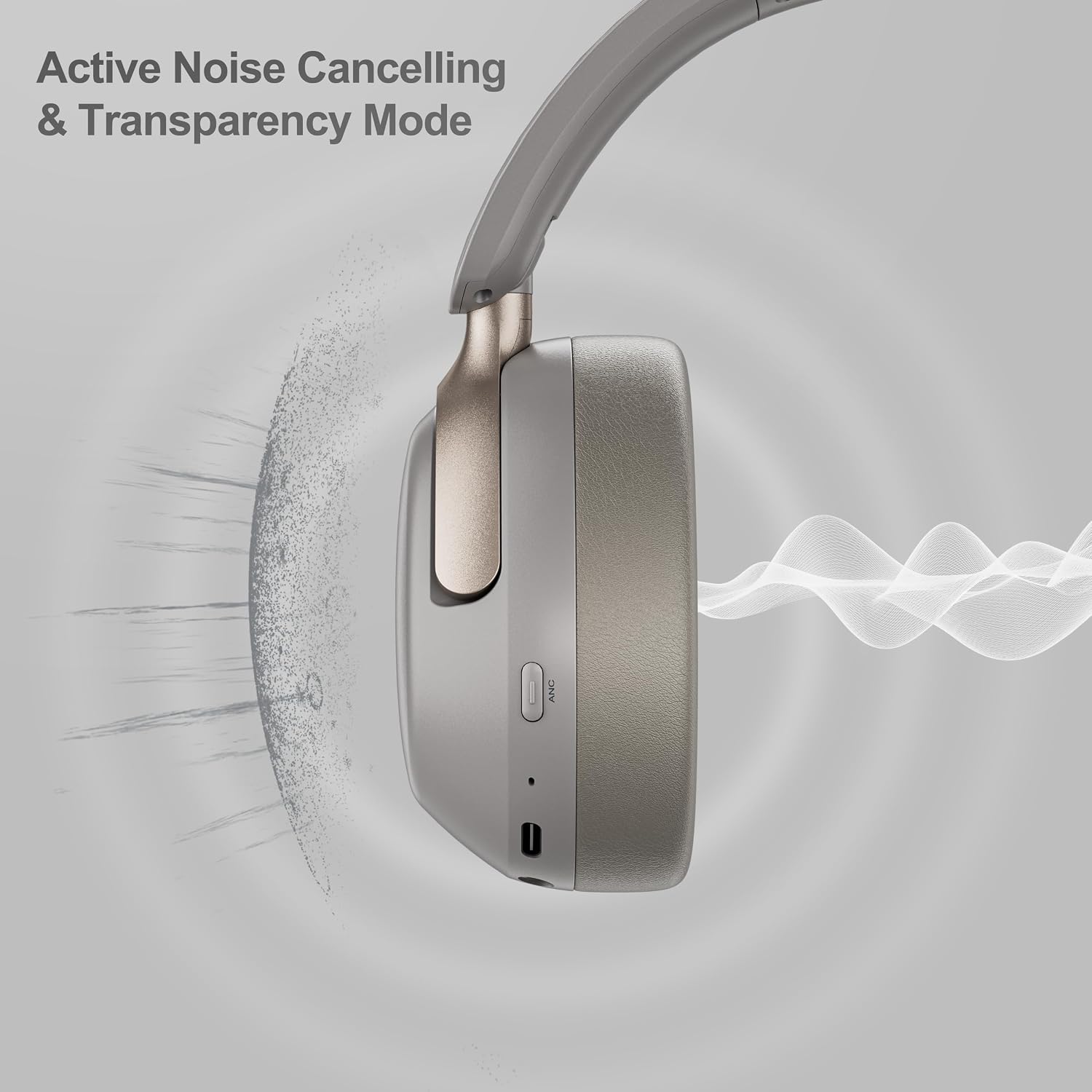 AUDÍFONOS LORELEI QC30 HYBRID ACTIVE NOISE CANCELLING BLUETOOTH 5.4 GRIS DUNA - 3