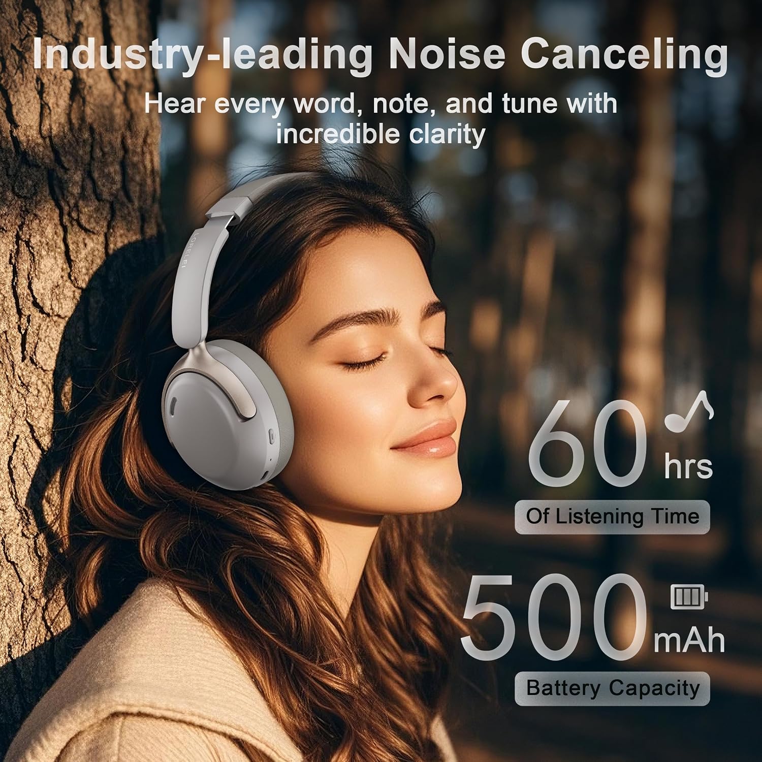 AUDÍFONOS LORELEI QC30 HYBRID ACTIVE NOISE CANCELLING BLUETOOTH 5.4 GRIS DUNA - 5