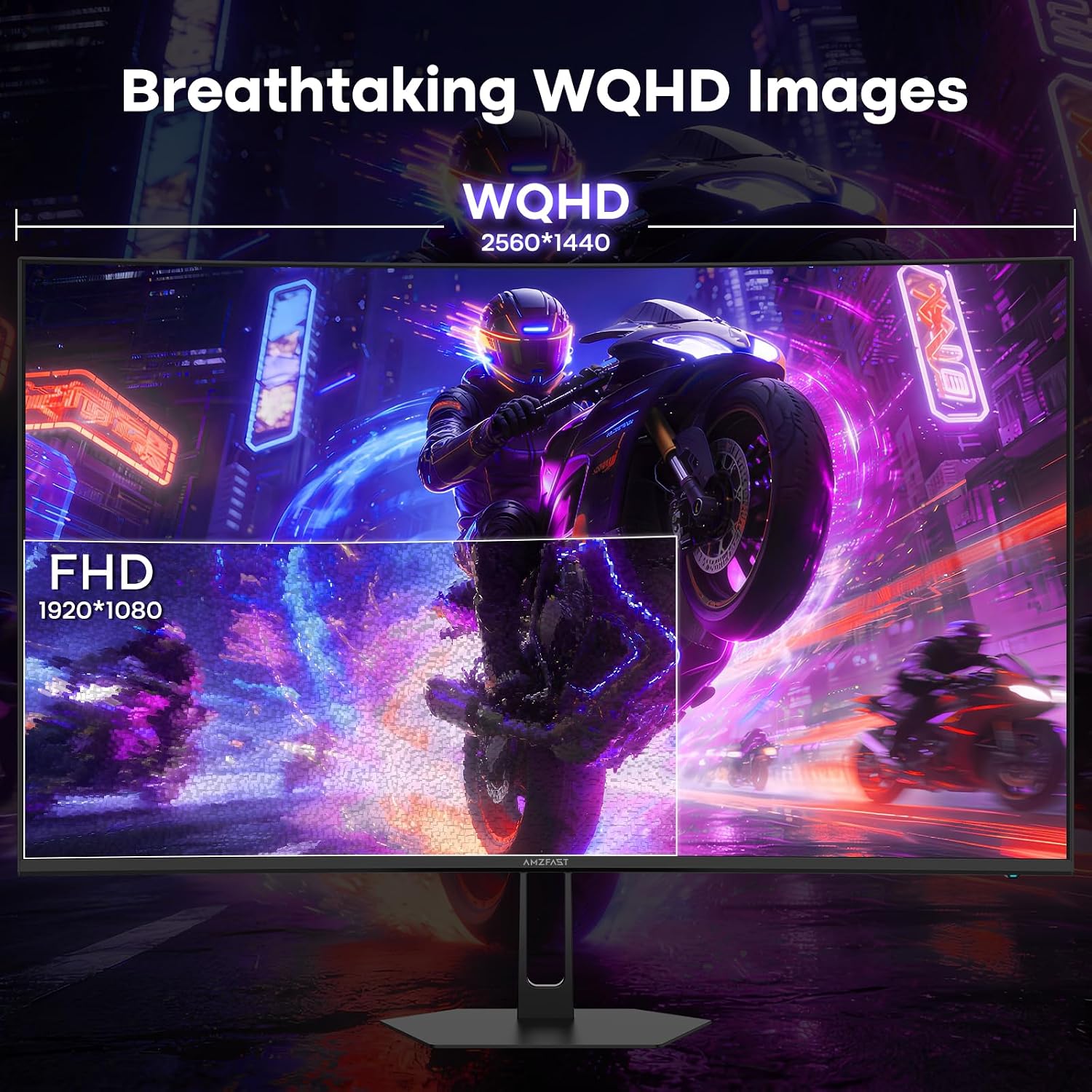 MONITOR CURVO AMZFAST 27 PULGADAS WQHD 2560X1440 180HZ 1MS - 4