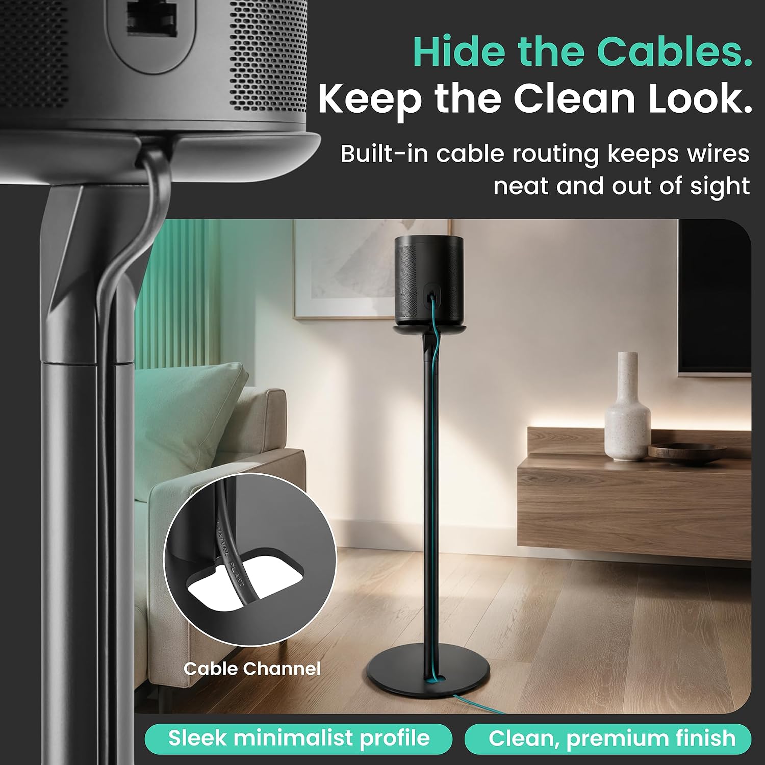 SOPORTES PARA PARLANTES YNVISION.DESIGN PARA SONOS ONE/ONE SL Y PLAY:1 NEGRO 2 UNIDADES - 5