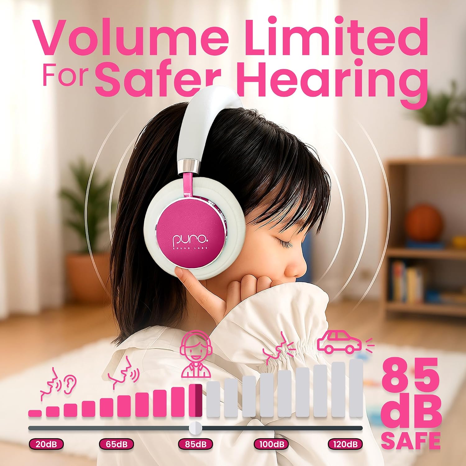 AUDÍFONOS PARA NIÑOS PURO SOUND LABS BT2200 PLUS ROSA - 2