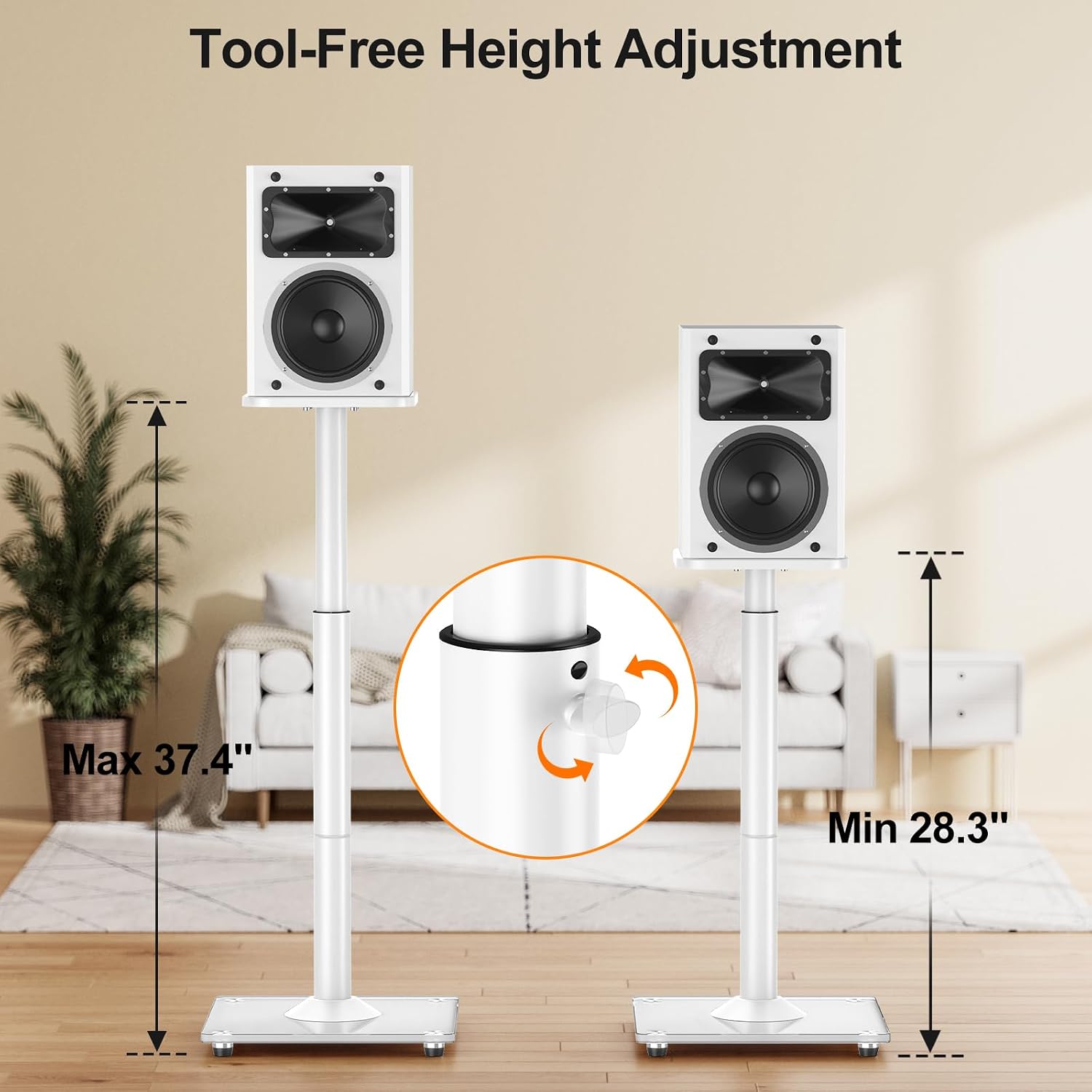 SOPORTES PARA PARLANTES ELIVED AJUSTABLES 28-37.4 PULGADAS BASE DE VIDRIO - 2