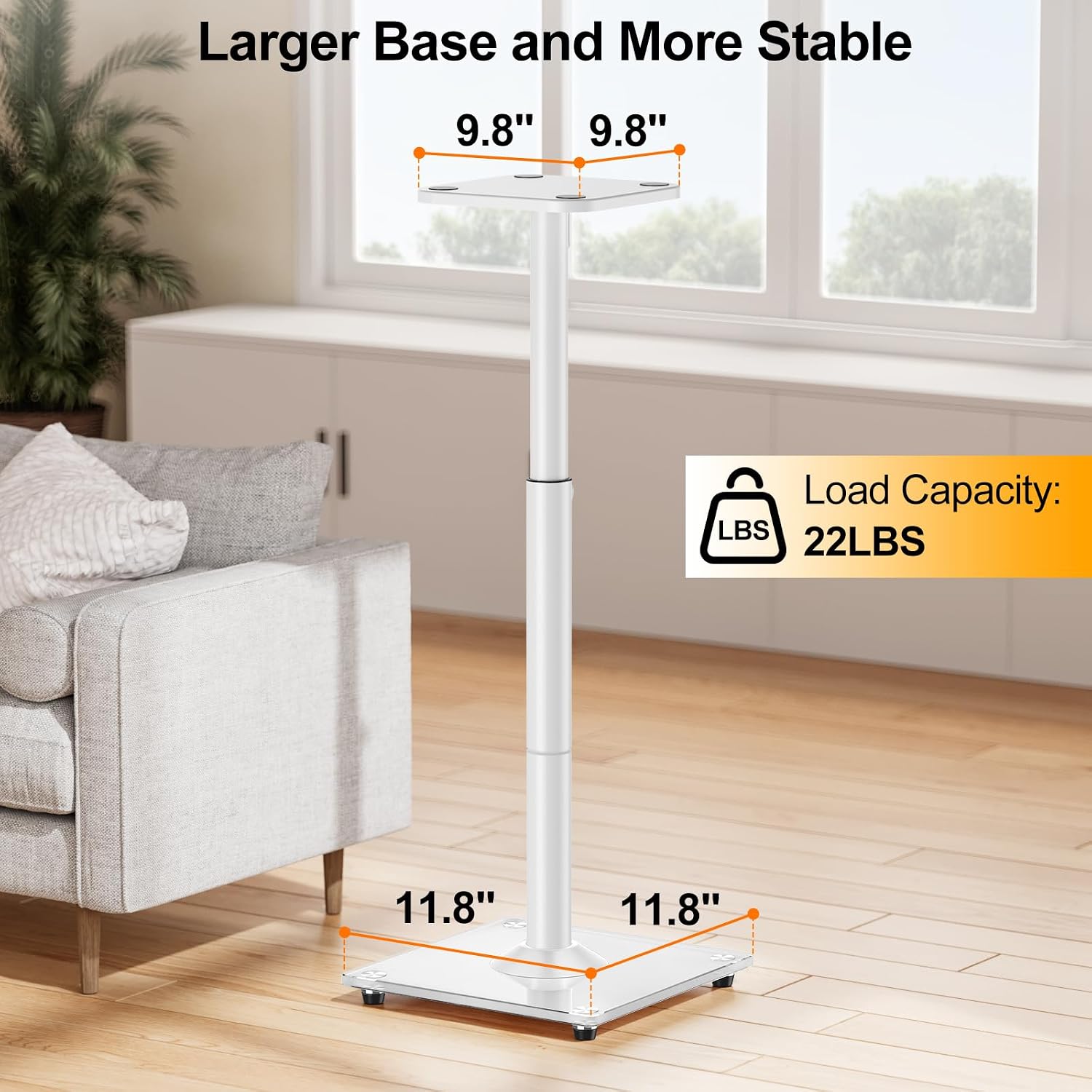 SOPORTES PARA PARLANTES ELIVED AJUSTABLES 28-37.4 PULGADAS BASE DE VIDRIO - 5