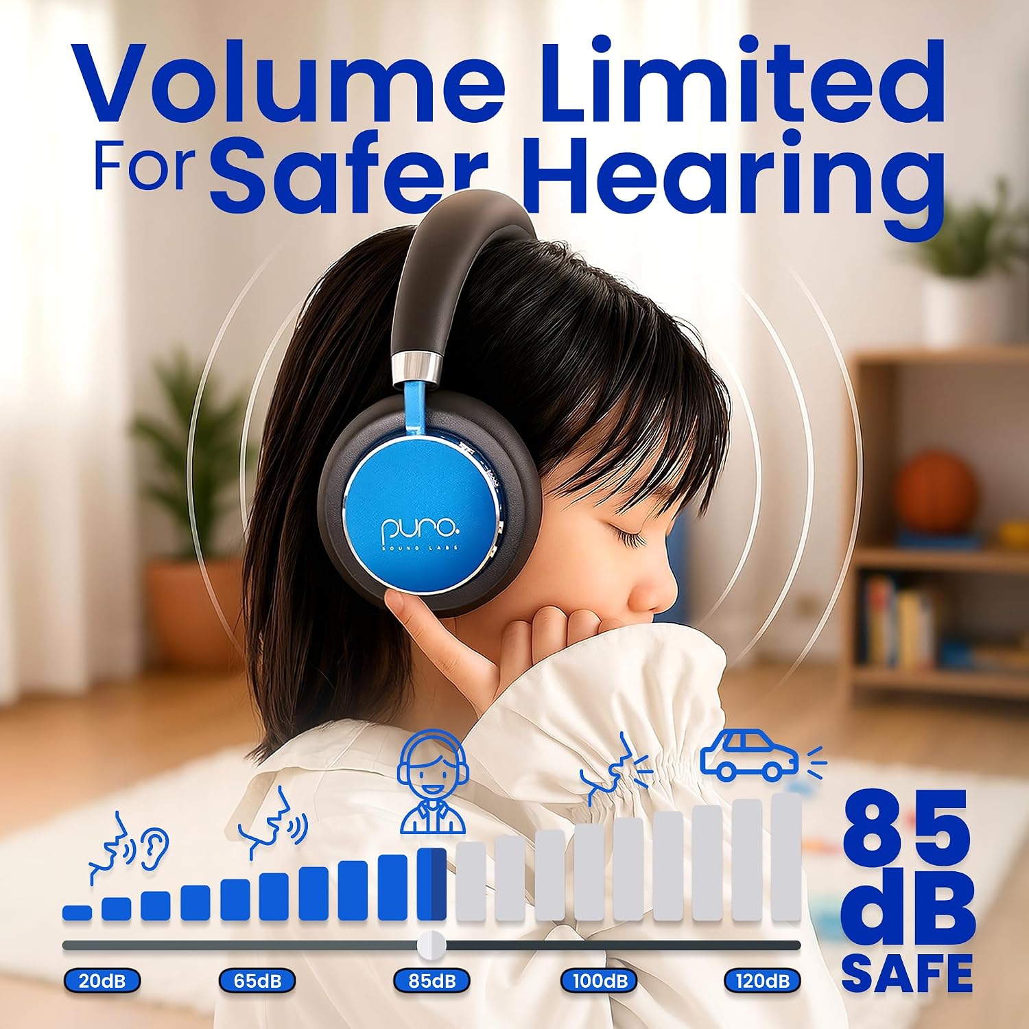 AUDÍFONOS PARA NIÑOS PURO SOUND LABS BT2200 PLUS AZUL CON LIMITADOR DE VOLUMEN 85DB - 2