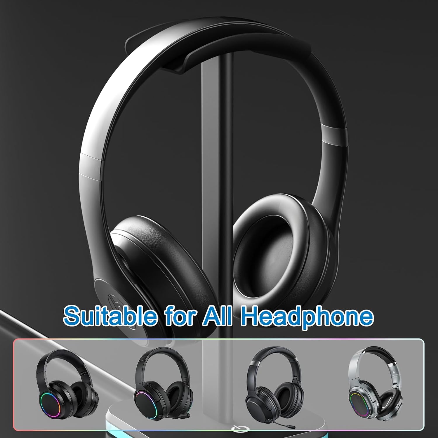SOPORTE PARA AUDÍFONOS AHONNPELY RGB NEGRO - 5