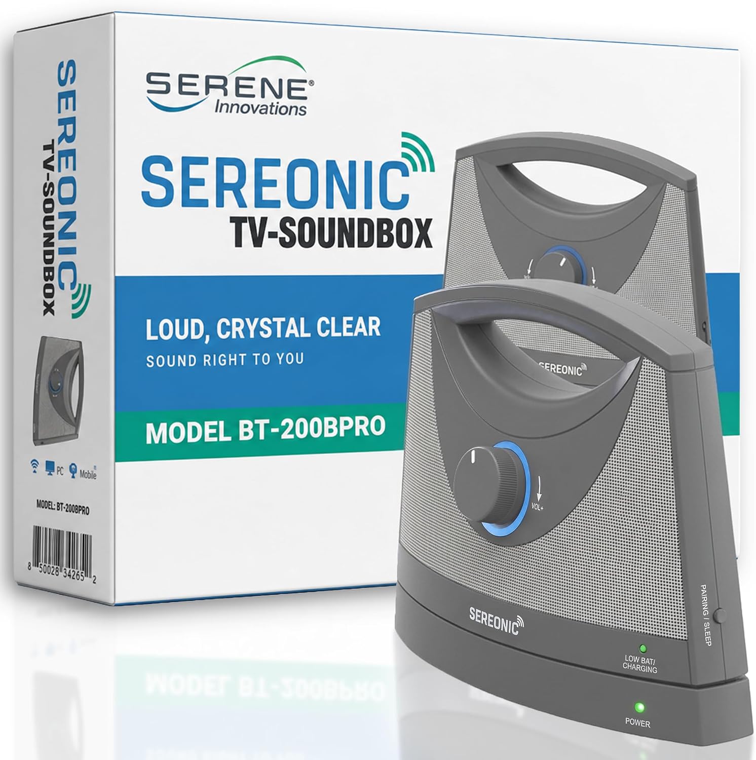 PARLANTES INALÁMBRICOS PARA TV SEREONIC BT-200 GRIS - 1