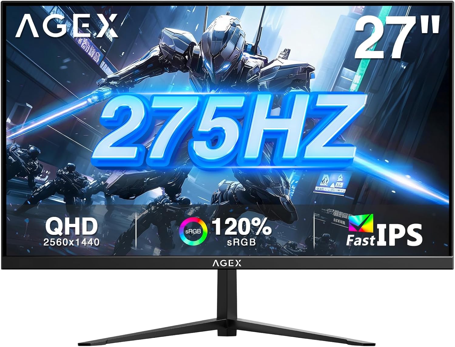 MONITOR PARA GAMING X AGEX 27 PULGADAS QHD 275HZ FAST IPS ADAPTIVE SYNC NEGRO - 1