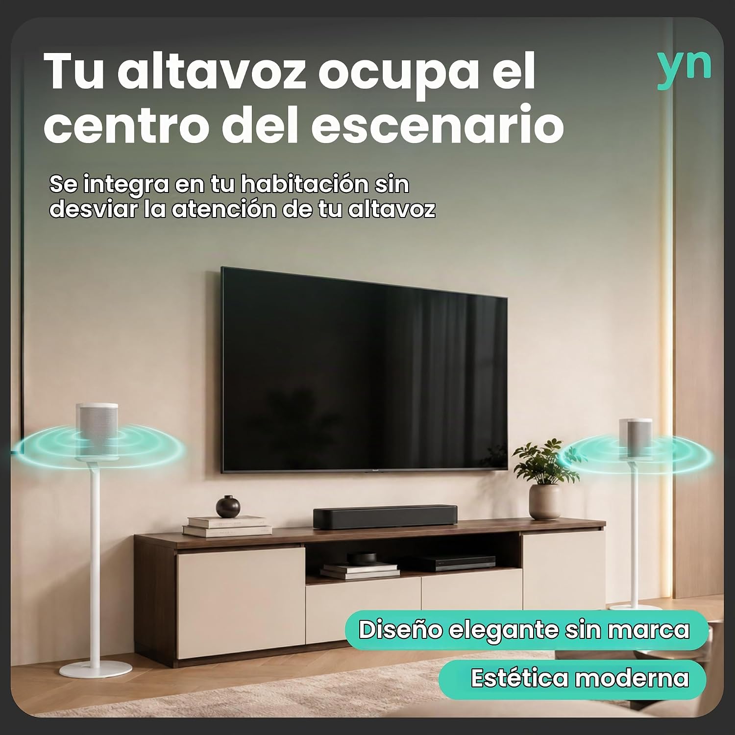 SOPORTES PARA PARLANTES YNVISION.DESIGN PARA SONOS ONE/ONE SL Y PLAY:1 BLANCO 2 UNIDADES - 2