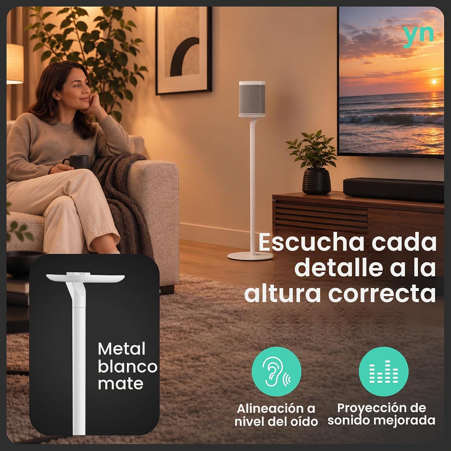 SOPORTES PARA PARLANTES YNVISION.DESIGN PARA SONOS ONE/ONE SL Y PLAY:1 BLANCO 2 UNIDADES - 4