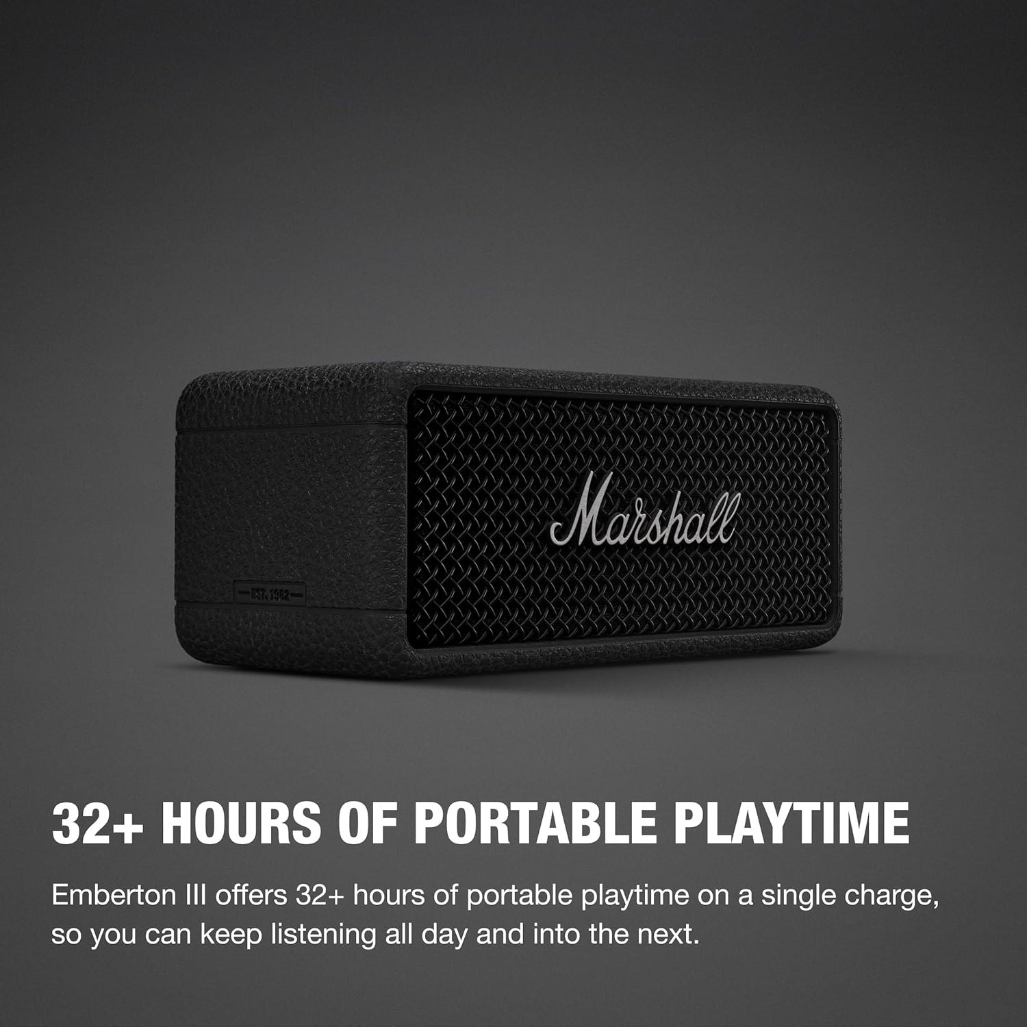 PARLANTE PORTÁTIL MARSHALL EMBERTON III BLUETOOTH IMPERMEABLE NEGRO/PLATA - 4