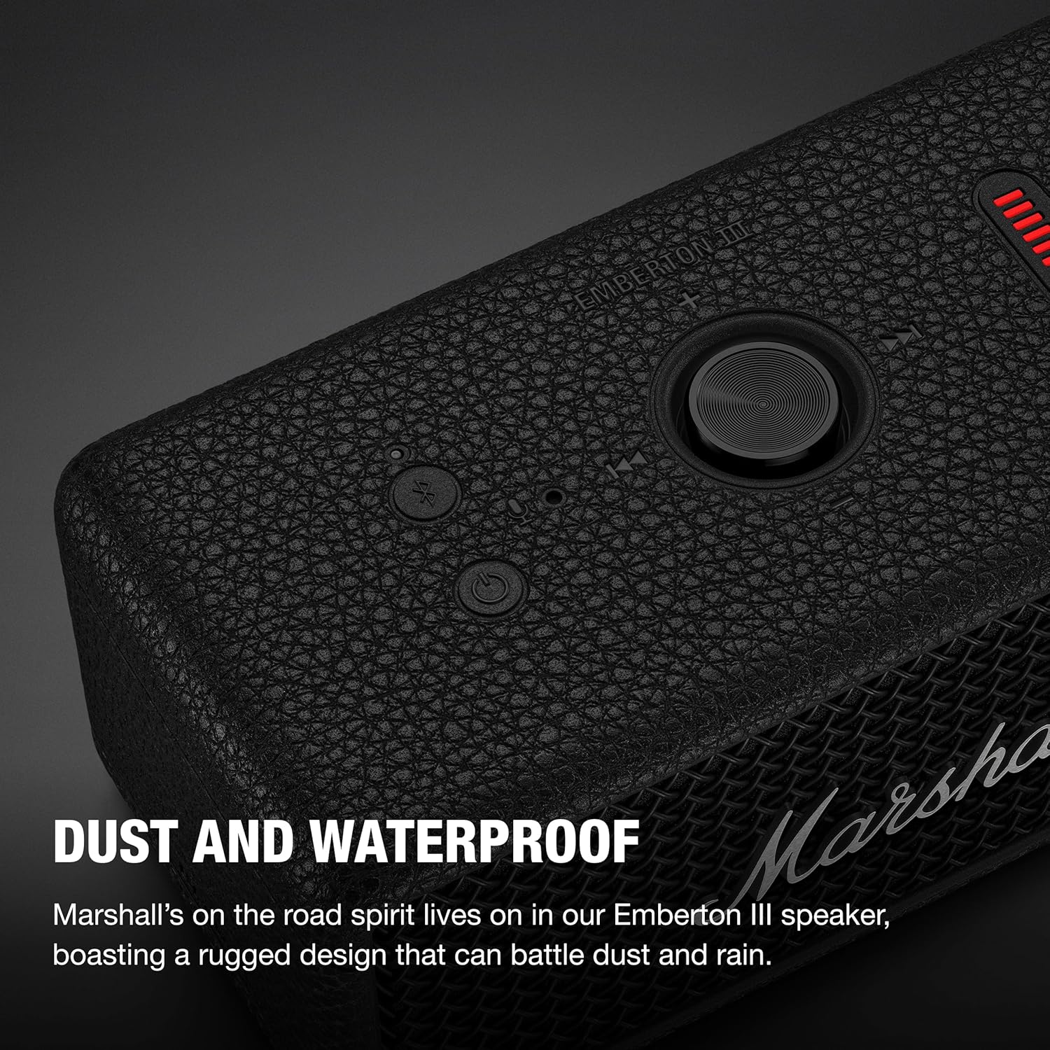 PARLANTE PORTÁTIL MARSHALL EMBERTON III BLUETOOTH IMPERMEABLE NEGRO/PLATA - 5