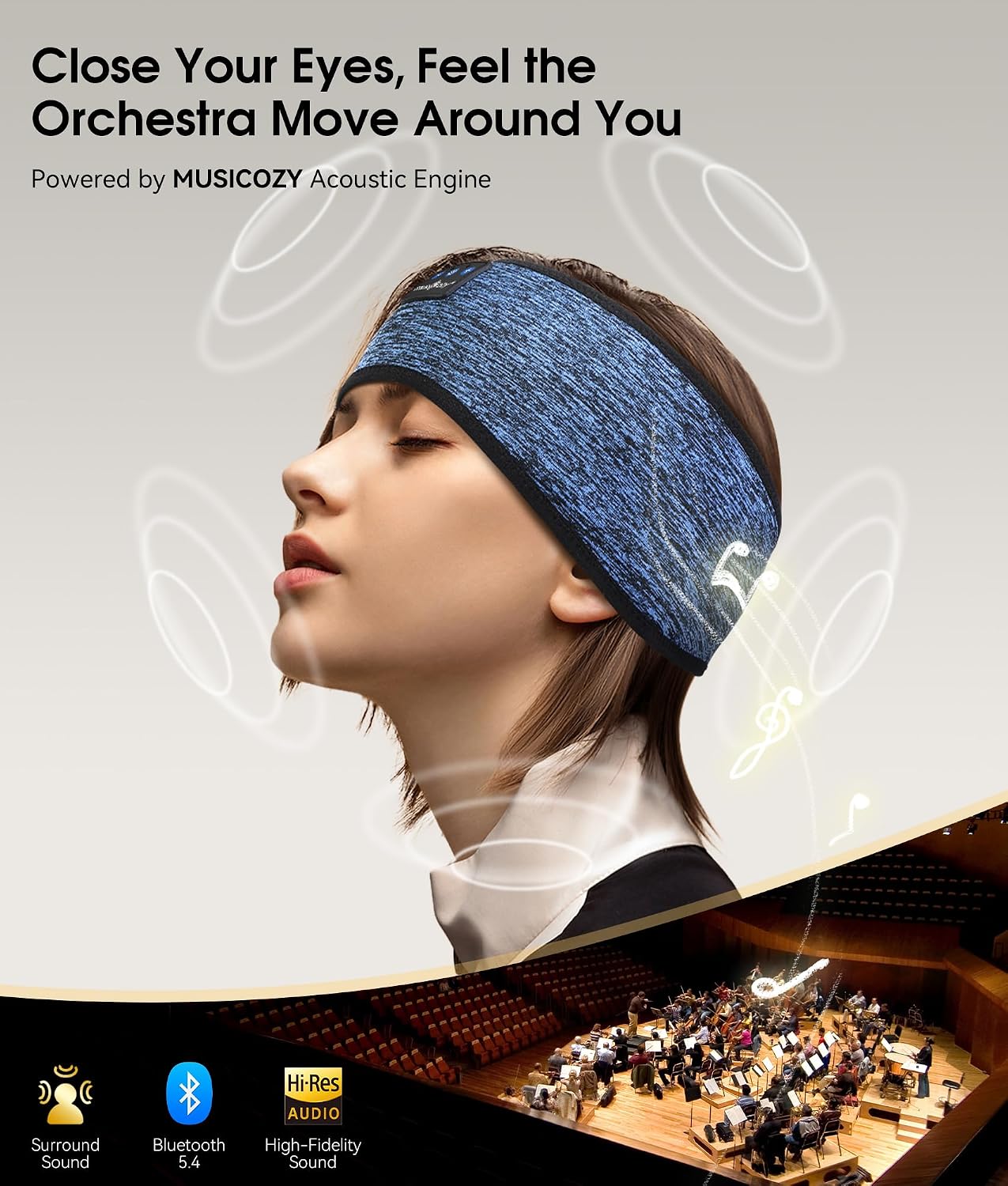 AUDÍFONOS BLUETOOTH MUSICOZY SLEEP HEADPHONES BANDA DEPORTIVA INALÁMBRICA - 4