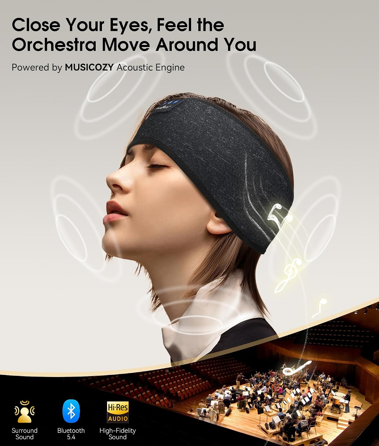 AUDÍFONOS BLUETOOTH MUSICOZY SLEEP HEADPHONES BANDA DEPORTIVA INALÁMBRICA - 4
