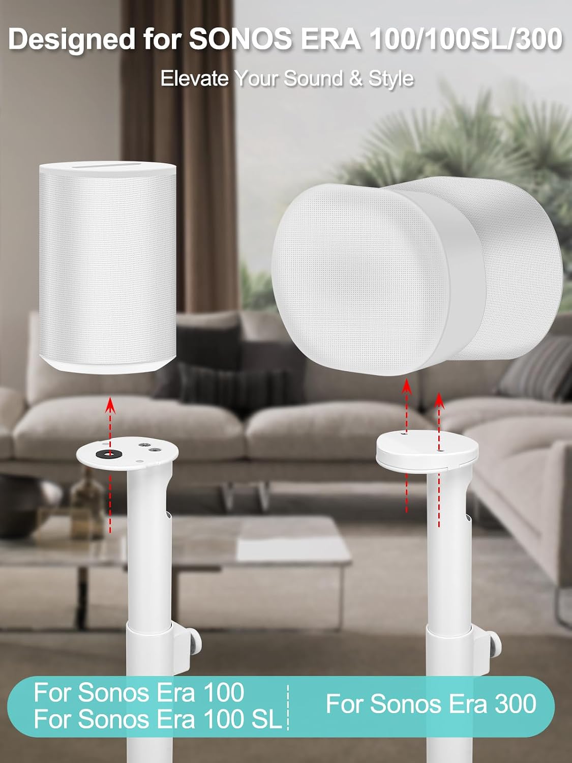 SOPORTES PARA PARLANTES HATURI PARA SONOS ERA 300, ERA 100 SL Y ERA 100, BLANCO - 3