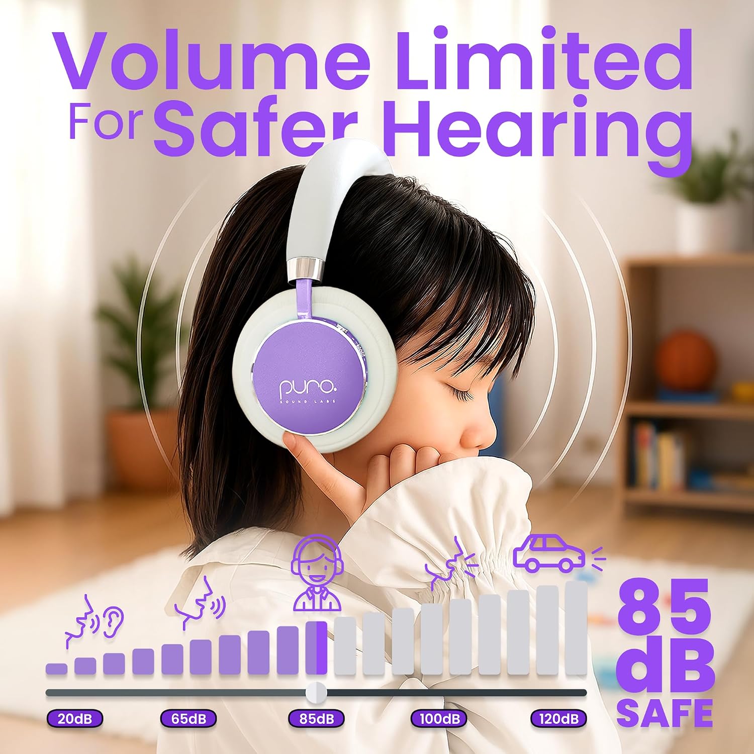 AUDÍFONOS PARA NIÑOS PURO SOUND LABS BT2200 PLUS MORADO - 2