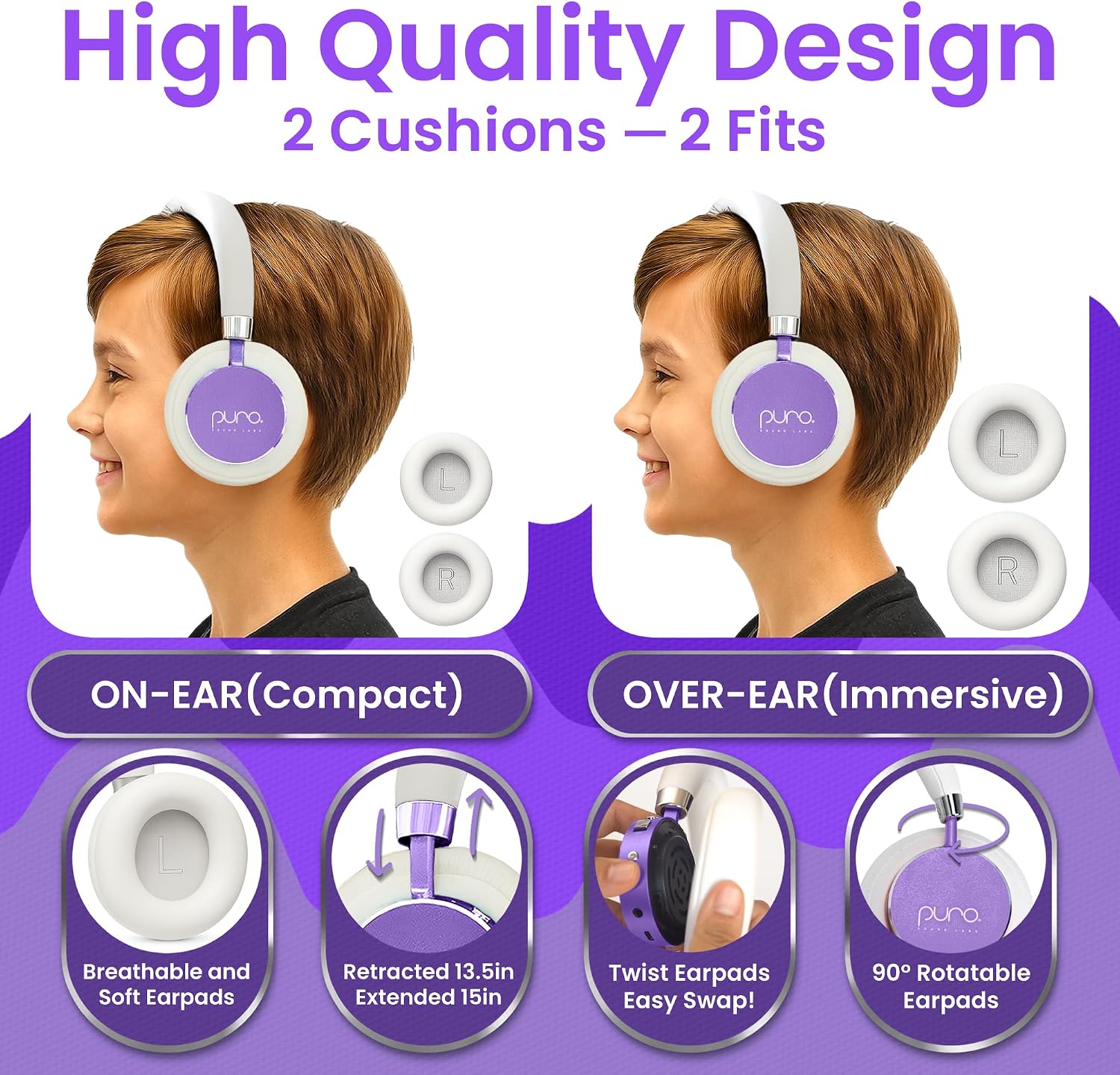 AUDÍFONOS PARA NIÑOS PURO SOUND LABS BT2200 PLUS MORADO - 5