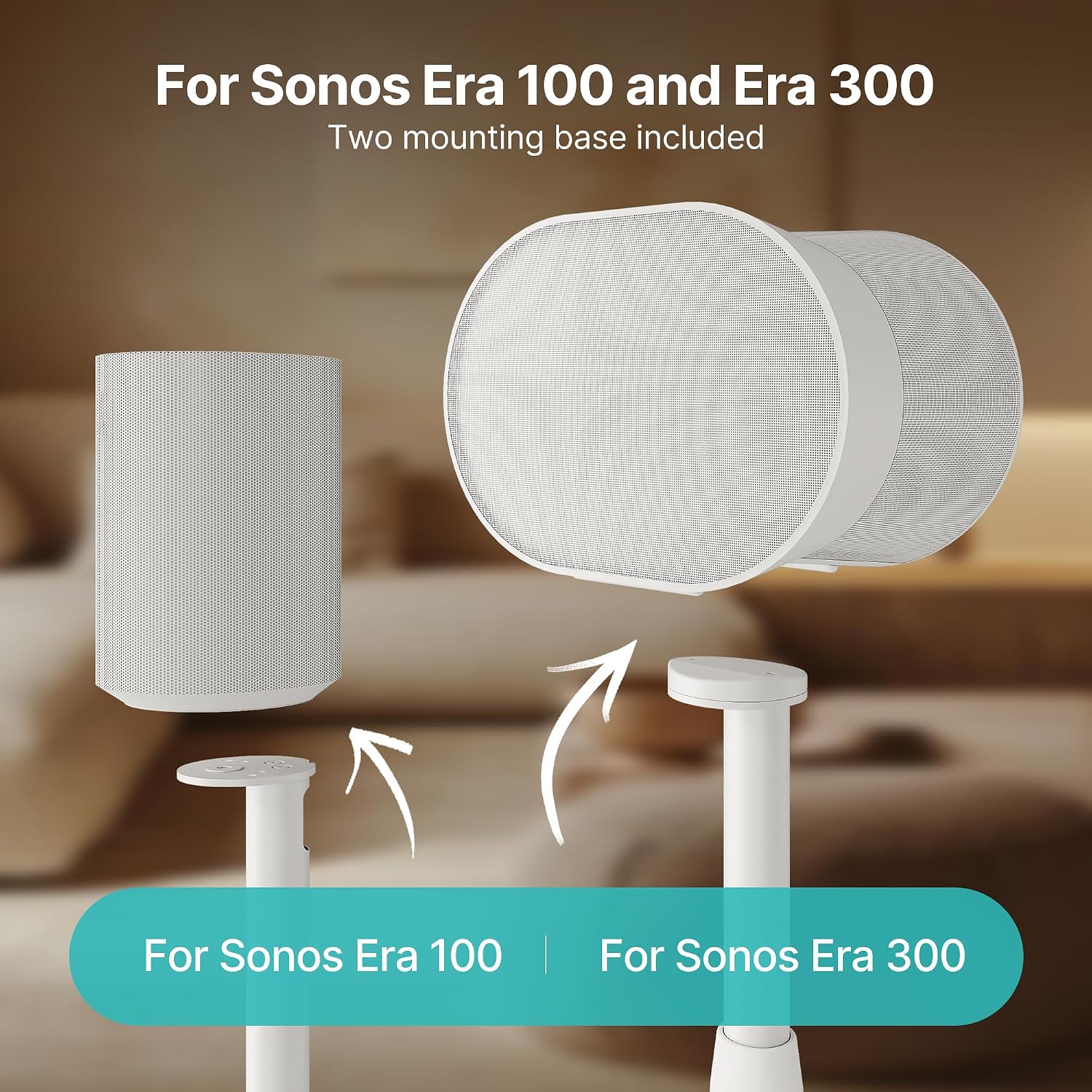 SOPORTES PARA PARLANTES PEGZONE 26.9'-42' COMPATIBLES CON SONOS ERA 100 Y 300, PACK 2 - 2