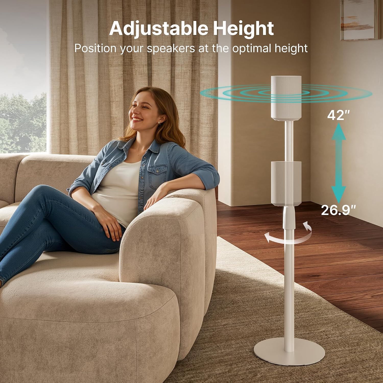 SOPORTES PARA PARLANTES PEGZONE 26.9'-42' COMPATIBLES CON SONOS ERA 100 Y 300, PACK 2 - 3