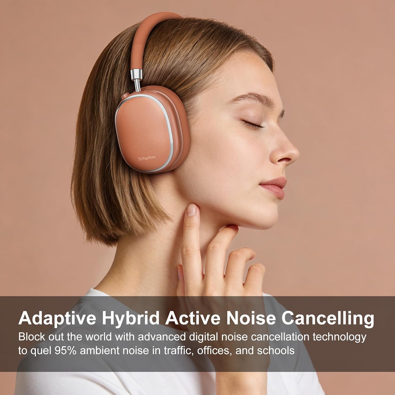 AUDÍFONOS SRHYTHM NICECOMFORT 95 INALÁMBRICOS CON CANCELACIÓN ADAPTATIVA DE RUIDO ROSE ORANGE - 3