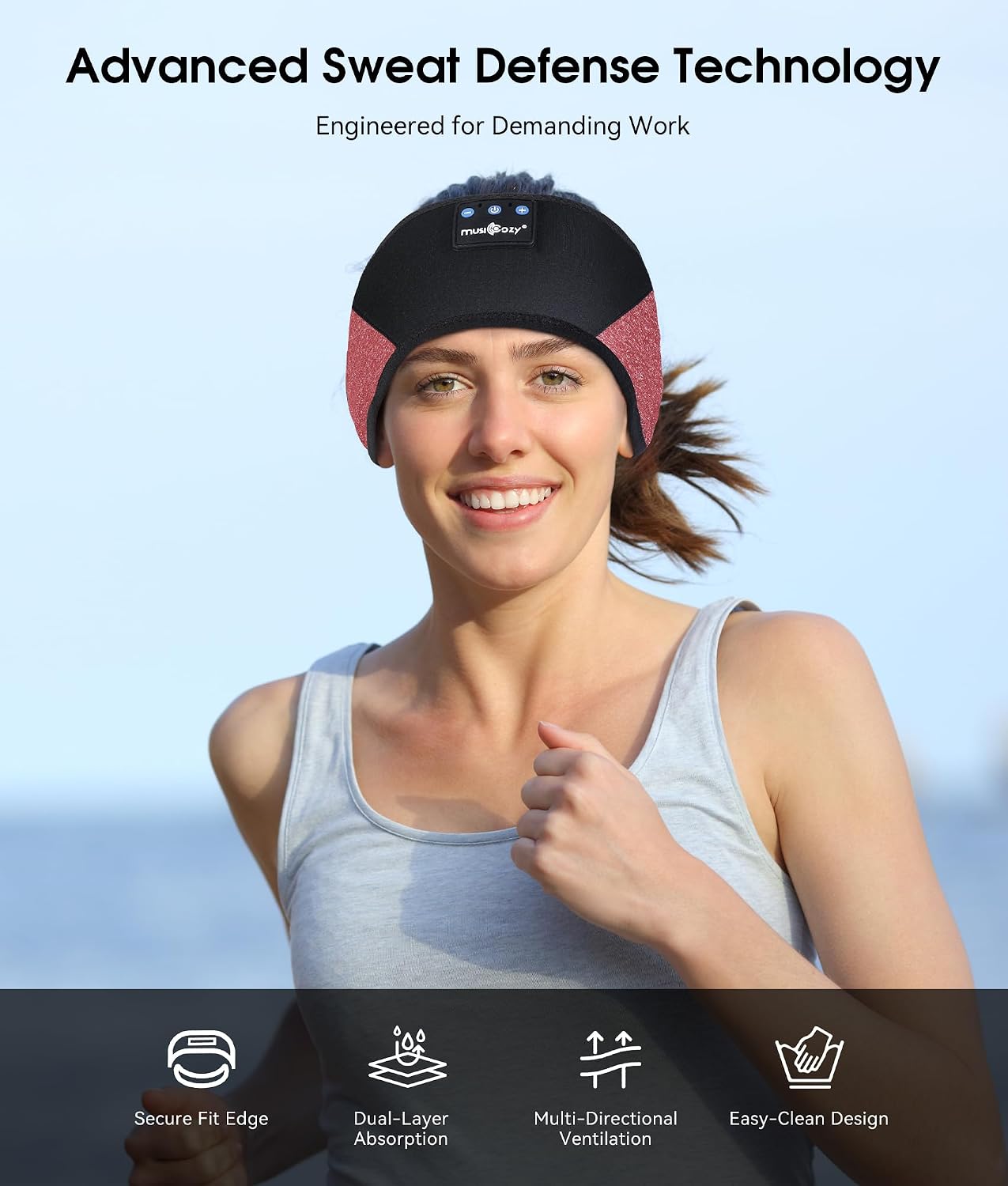AUDÍFONOS BLUETOOTH MUSICOZY SLEEP HEADPHONES BANDA DEPORTIVA INALÁMBRICA - 3