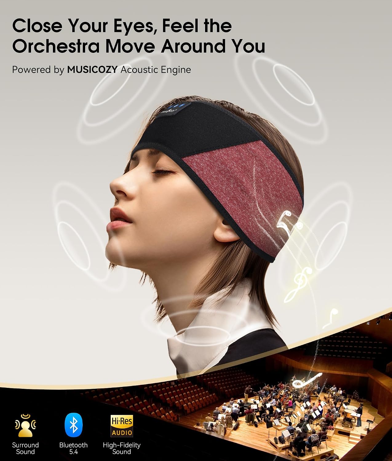 AUDÍFONOS BLUETOOTH MUSICOZY SLEEP HEADPHONES BANDA DEPORTIVA INALÁMBRICA - 4