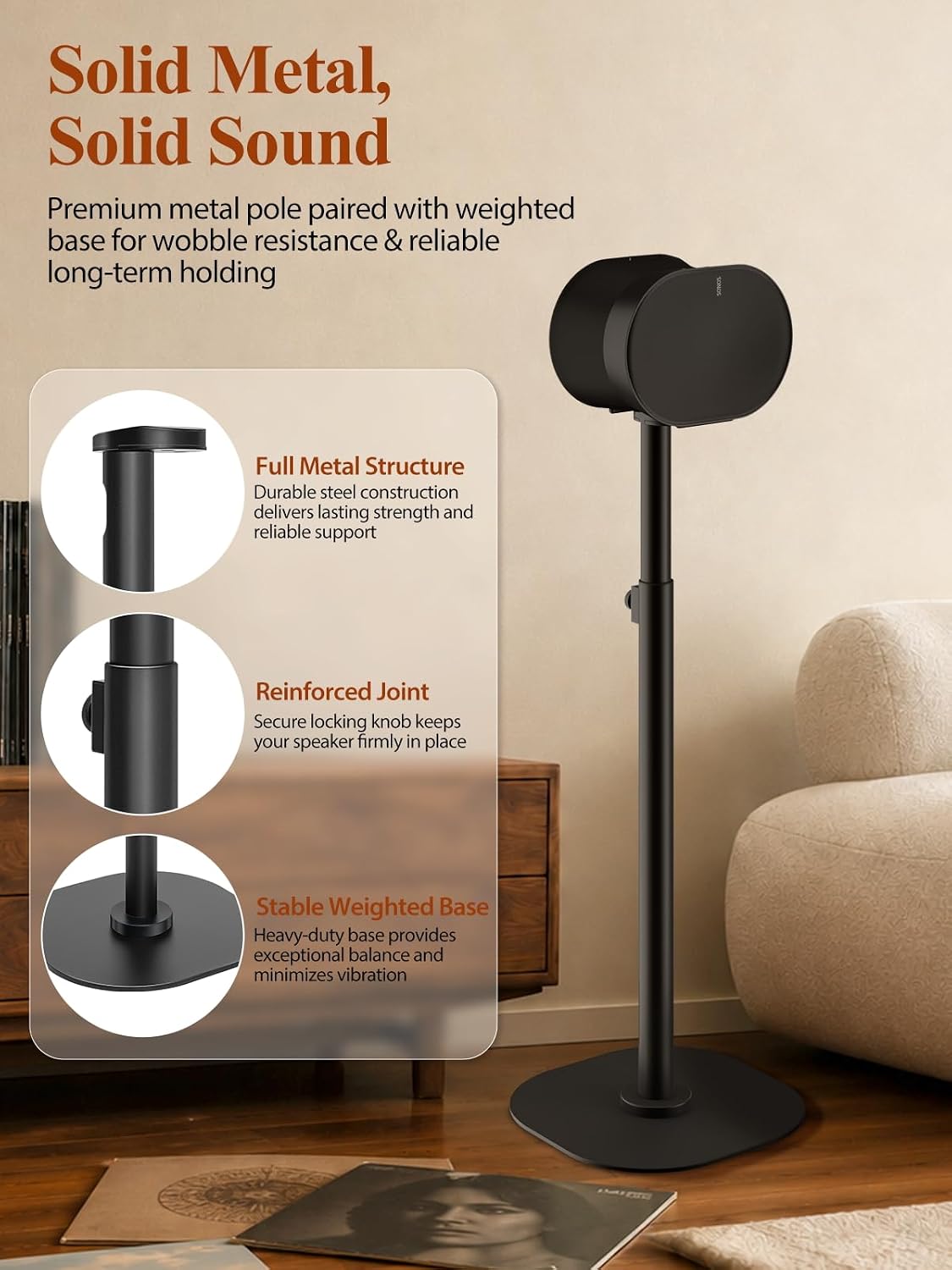 SOPORTES PARA PARLANTES HATURI AJUSTABLES PARA SONOS ERA 100, 100 SL Y ERA 300, PAR - 5