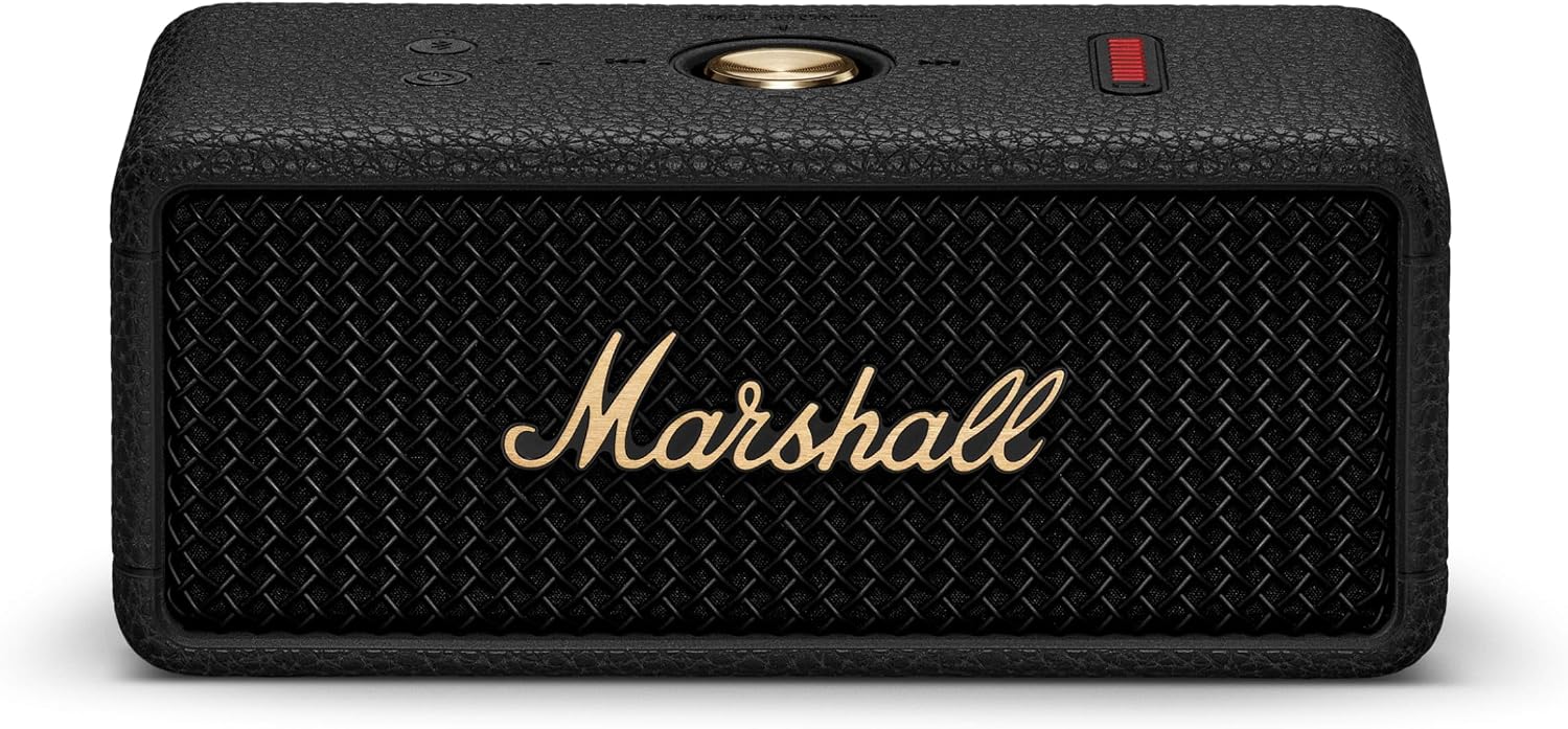 PARLANTE PORTÁTIL MARSHALL EMBERTON III BLUETOOTH IMPERMEABLE NEGRO Y LATÓN - 1