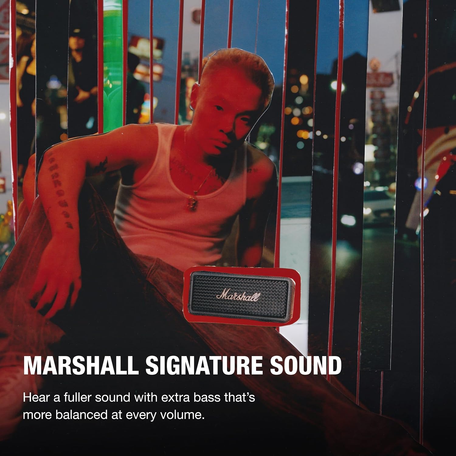 PARLANTE PORTÁTIL MARSHALL EMBERTON III BLUETOOTH IMPERMEABLE NEGRO Y LATÓN - 2