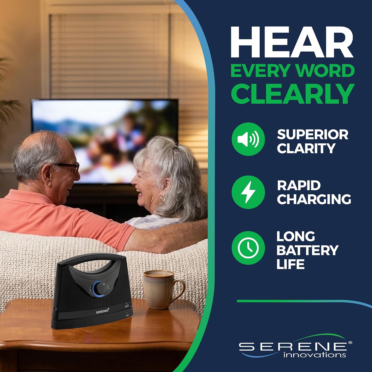 PARLANTE PORTÁTIL INALÁMBRICO SEREONIC BT-200 PARA TV CON ALCANCE DE 30 M - 2