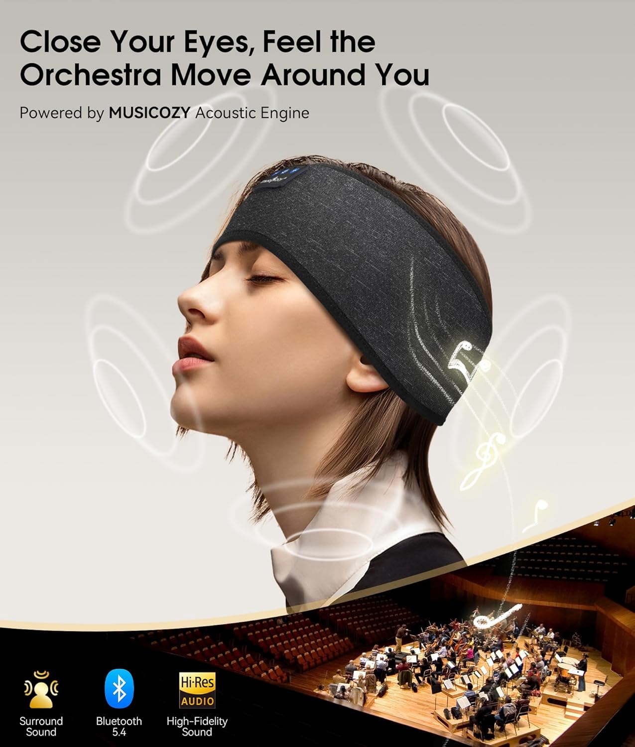 AUDÍFONOS BLUETOOTH MUSICOZY SLEEP HEADPHONES BANDA DEPORTIVA INALÁMBRICA - 4