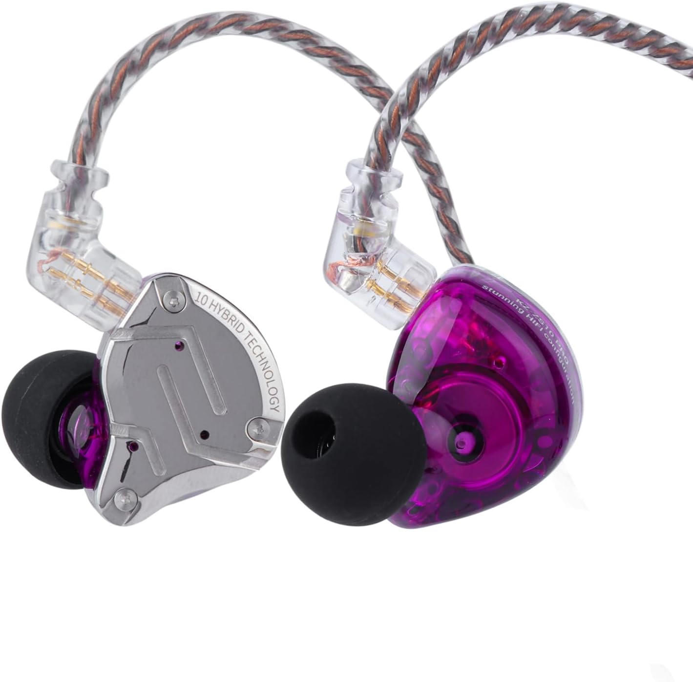 AUDÍFONOS IN EAR LINSOUL KZ ZS10 PRO 4BA+1DD MORADO SIN MICRÓFONO - 1