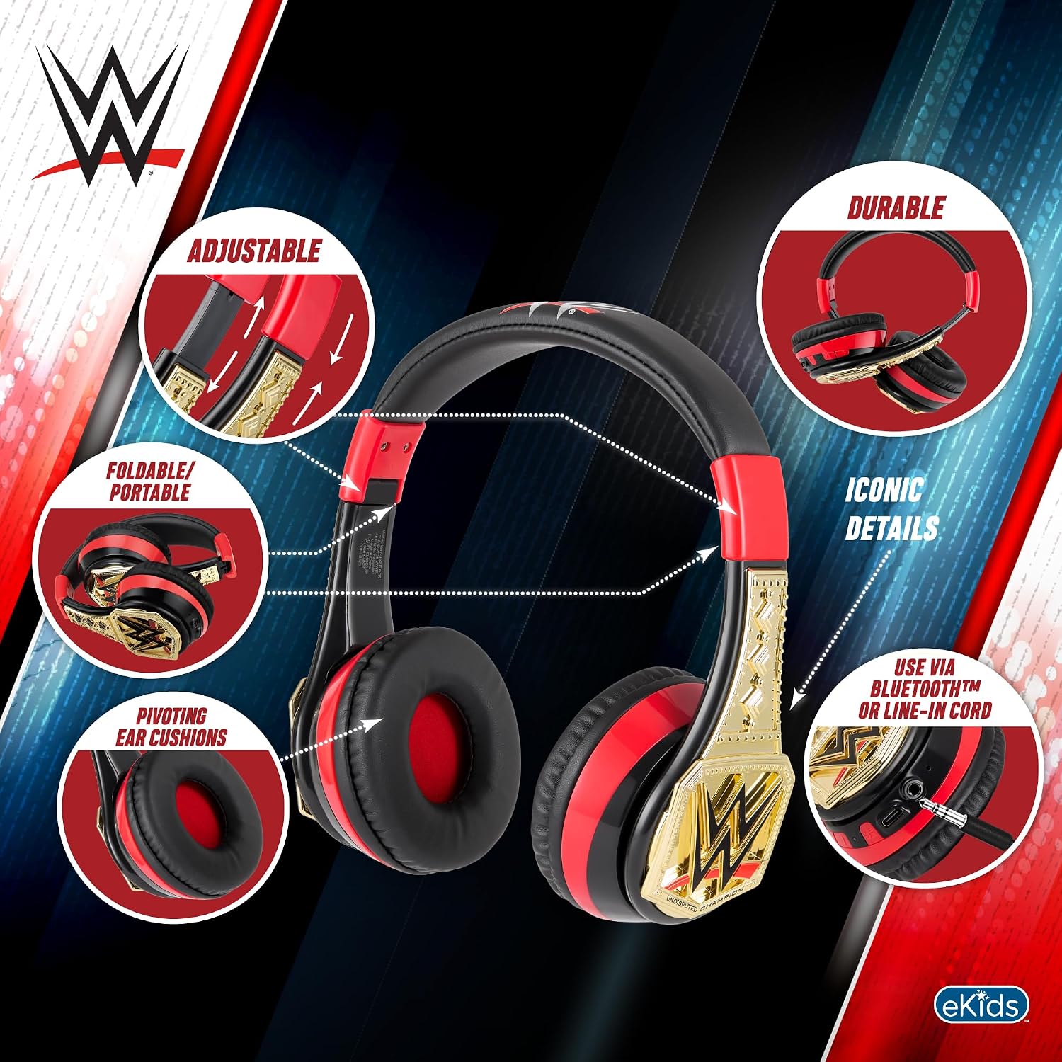 AUDÍFONOS BLUETOOTH EKIDS WWE PARA NIÑOS INALÁMBRICOS - 3
