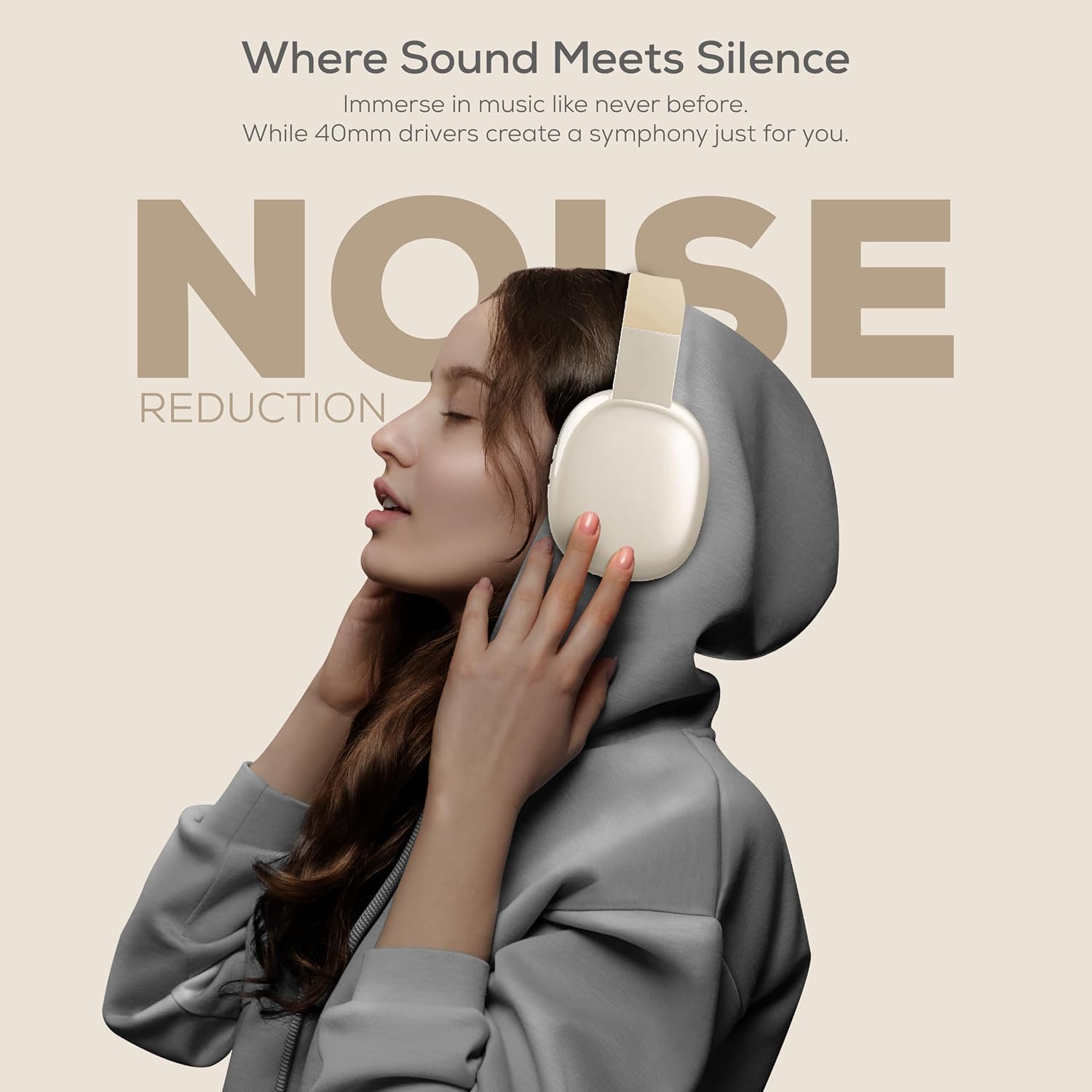 AUDÍFONOS GABBA GOODS OVER EAR BLUETOOTH BEIGE CON MICRÓFONO Y REDUCCIÓN DE RUIDO - 2