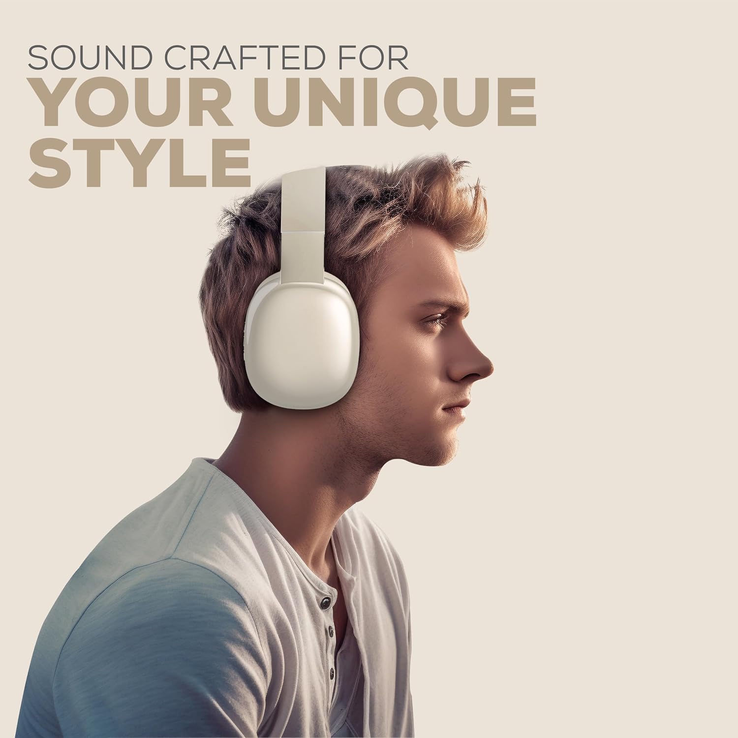 AUDÍFONOS GABBA GOODS OVER EAR BLUETOOTH BEIGE CON MICRÓFONO Y REDUCCIÓN DE RUIDO - 4