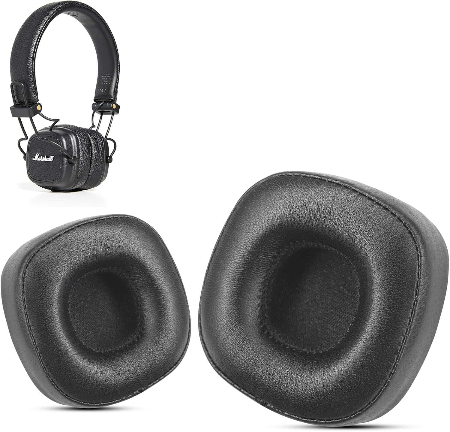 ALMOHADILLAS PARA AUDÍFONOS KRONE KALPASMOS PARA MARSHALL MAJOR III/IV CUERO DE CORDERO NEGRO - 1